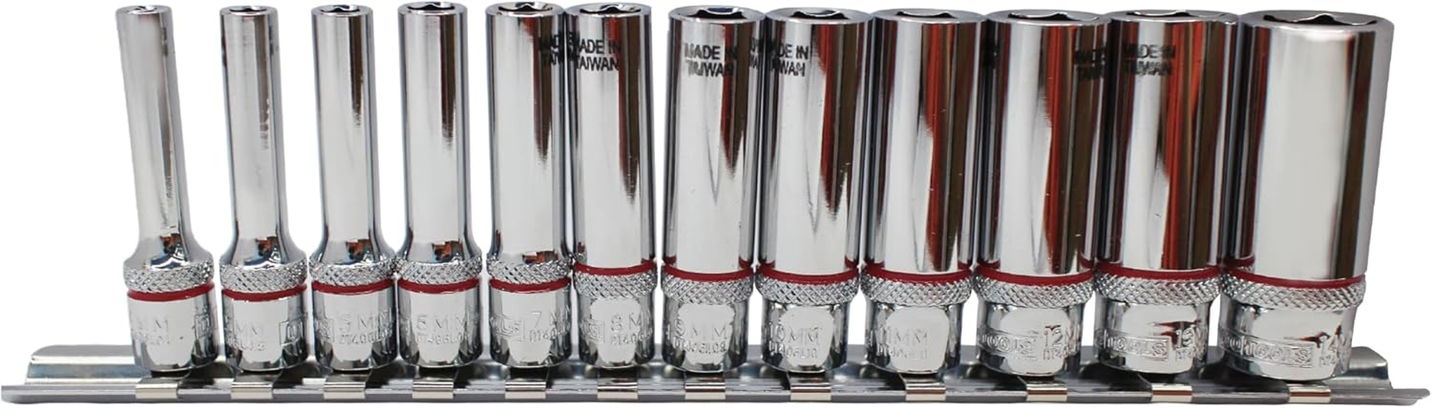 DT Auto Tools 1/4-Inch Deep Socket Set, 12-Piece, 4-14Mm Range, 6-Point Design image number 5