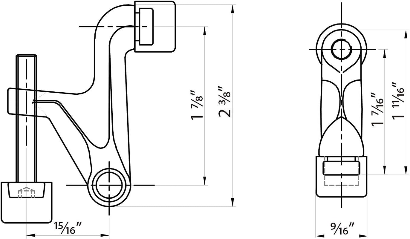 Triumph Hardware 2 Pack Hinge Pin Door Stopper,Adjustable Heavy Duty Door Stopper 2-3/8"X15/16&rdquo;,Brushed Satin Nickel,With Black Rubber Bumper Tips image number 3