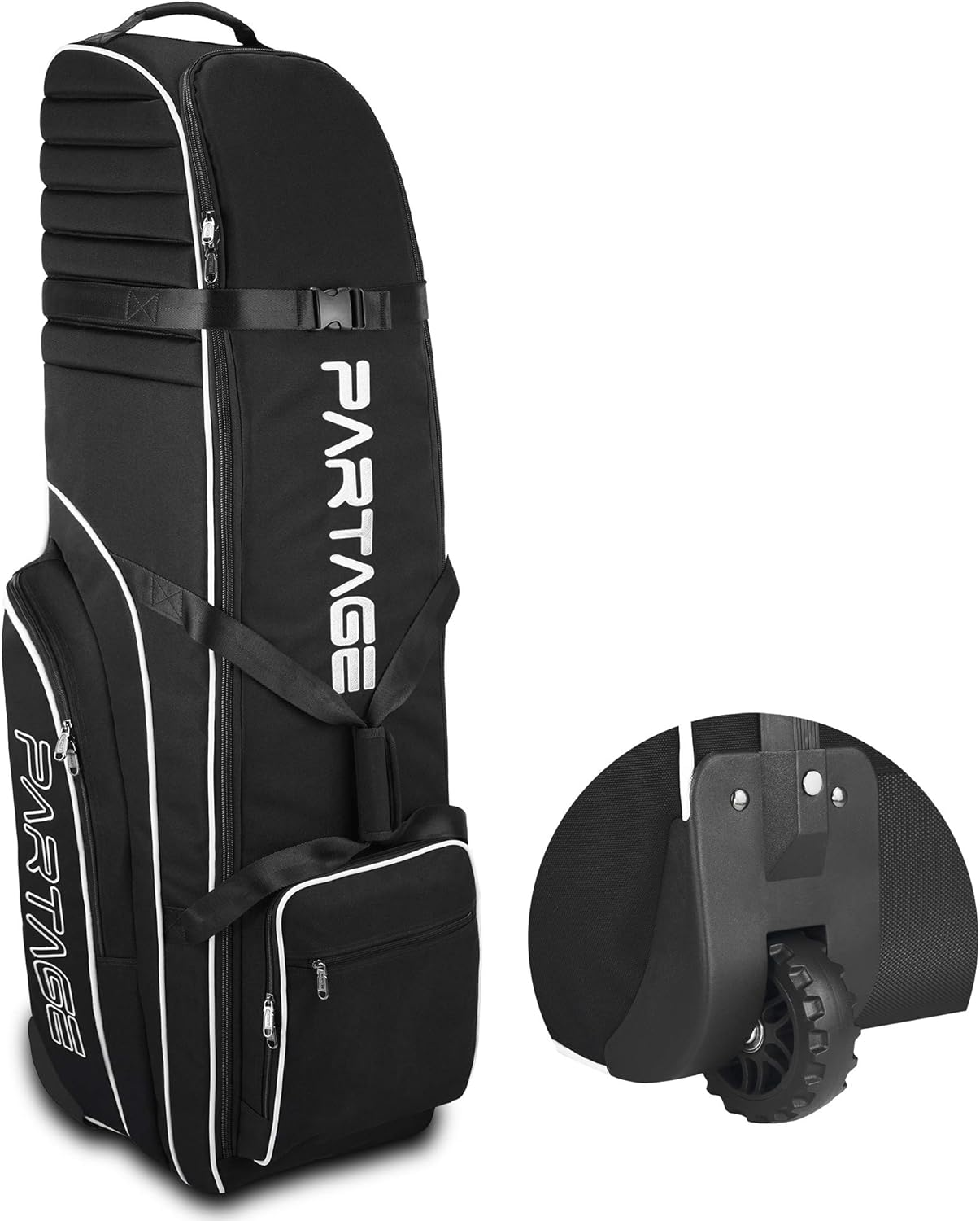 Golf Travel Bag with Wheels, 900D Heavy Duty Oxford Fabric Golf Travel Case for Airlines-Black image number 2