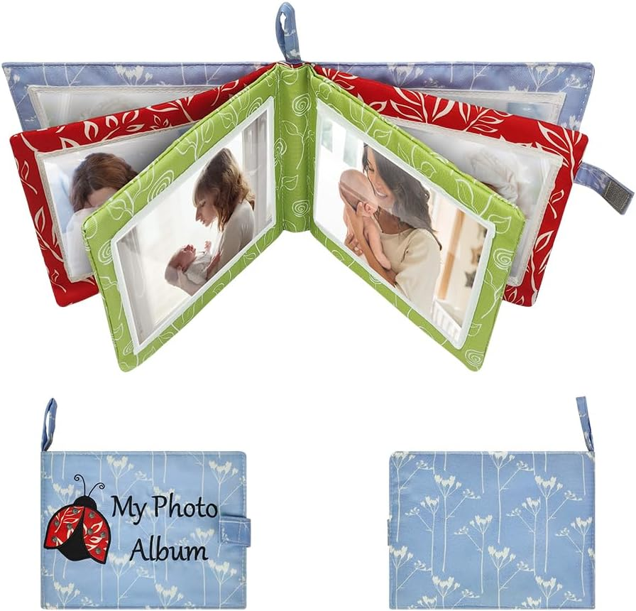 Baby Soft Photo Albums - My First Family Album, Soft Cloth Photo Book, Baby Safe, Holds 4X6 Photos (Blue) image number 4