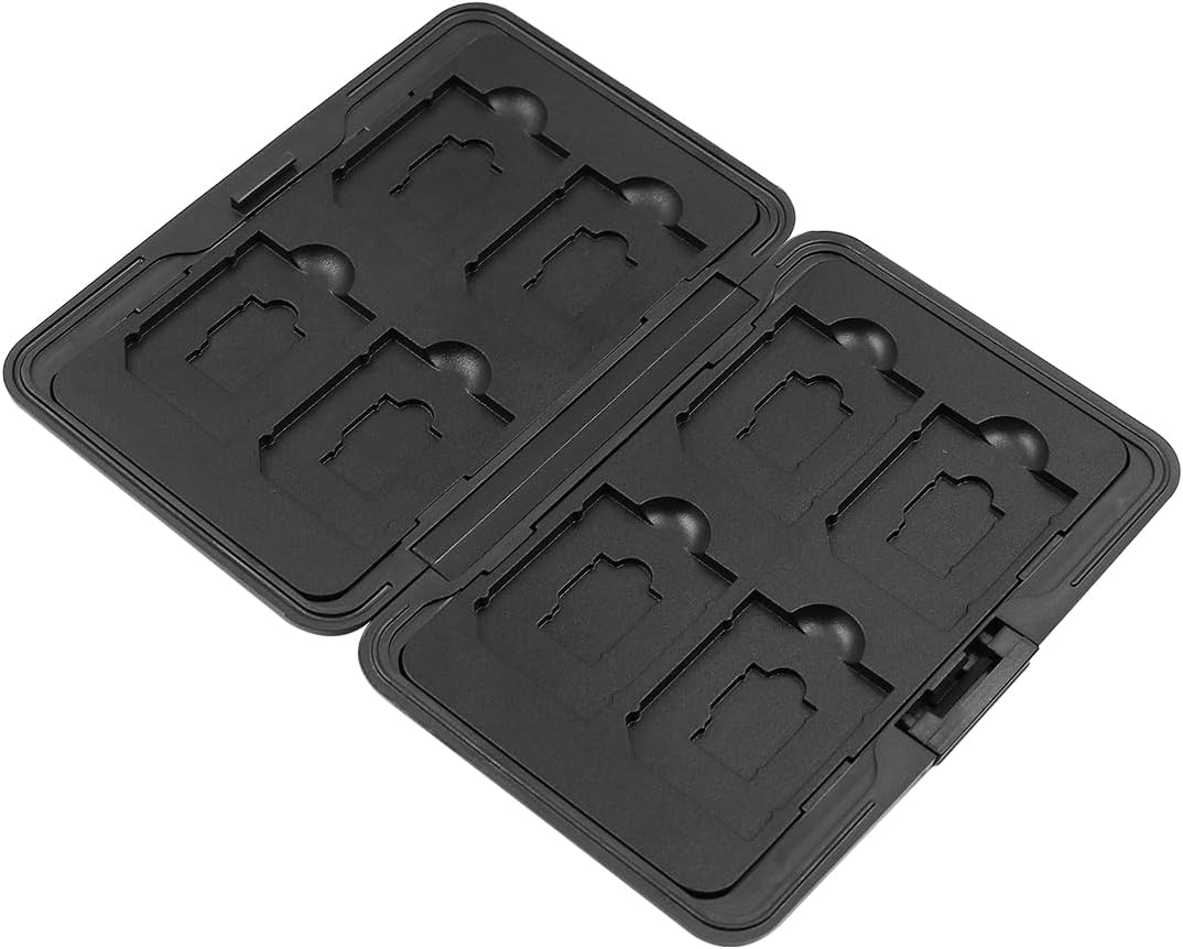NUZAMAS Memory Card Storage Box Aluminum Shock Resistant Carrying Box Memory Card Case Holder 8 Slots for SD SIM CF NANO TF Cards Black image number 1