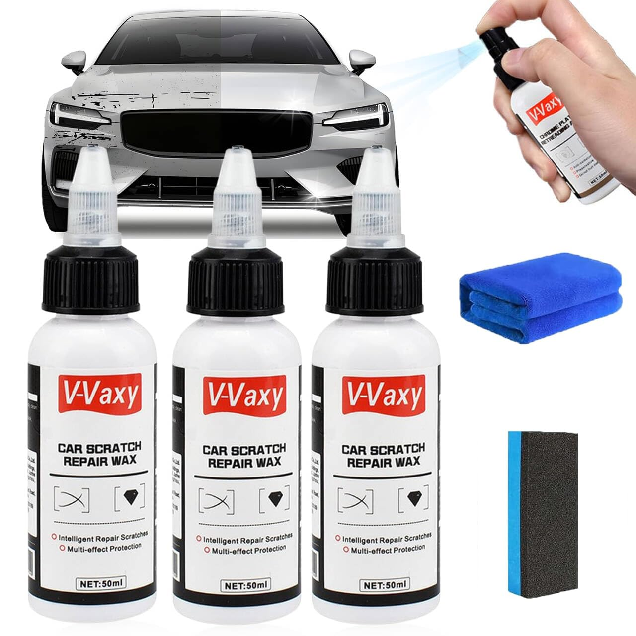 3PCS V-Vaxy Car Scratch Repair Wax, Ultimate Paint Restorer, Wax Scratch Removal Kit, V-Vaxy Shiny Cars Painting Restorer AUTO Accessory Multi-Effect Protection image number 4