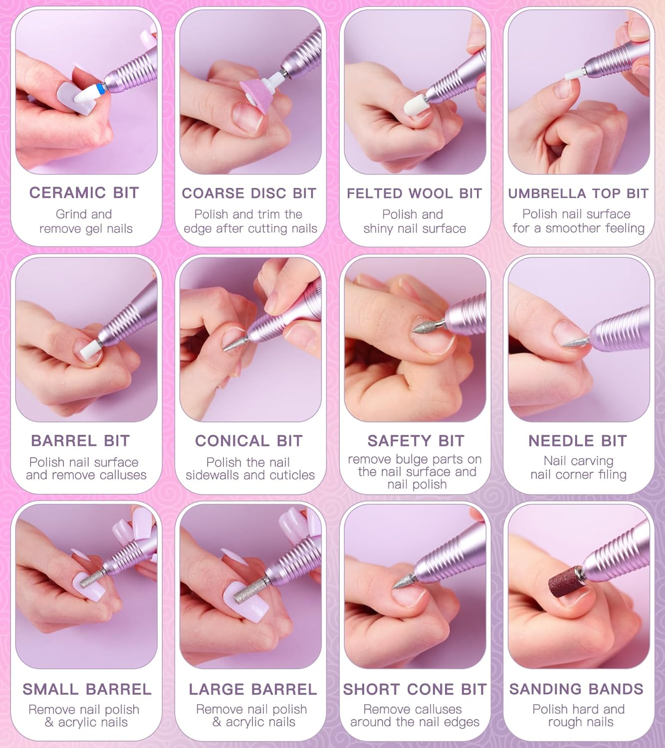 HEBECA Nail Cutter for Gel Nails, Electric Wireless Acrylic Nails, 35000 Rpm, Professional Manicure, Pedicure Set, Electric Salon and Home Use image number 2