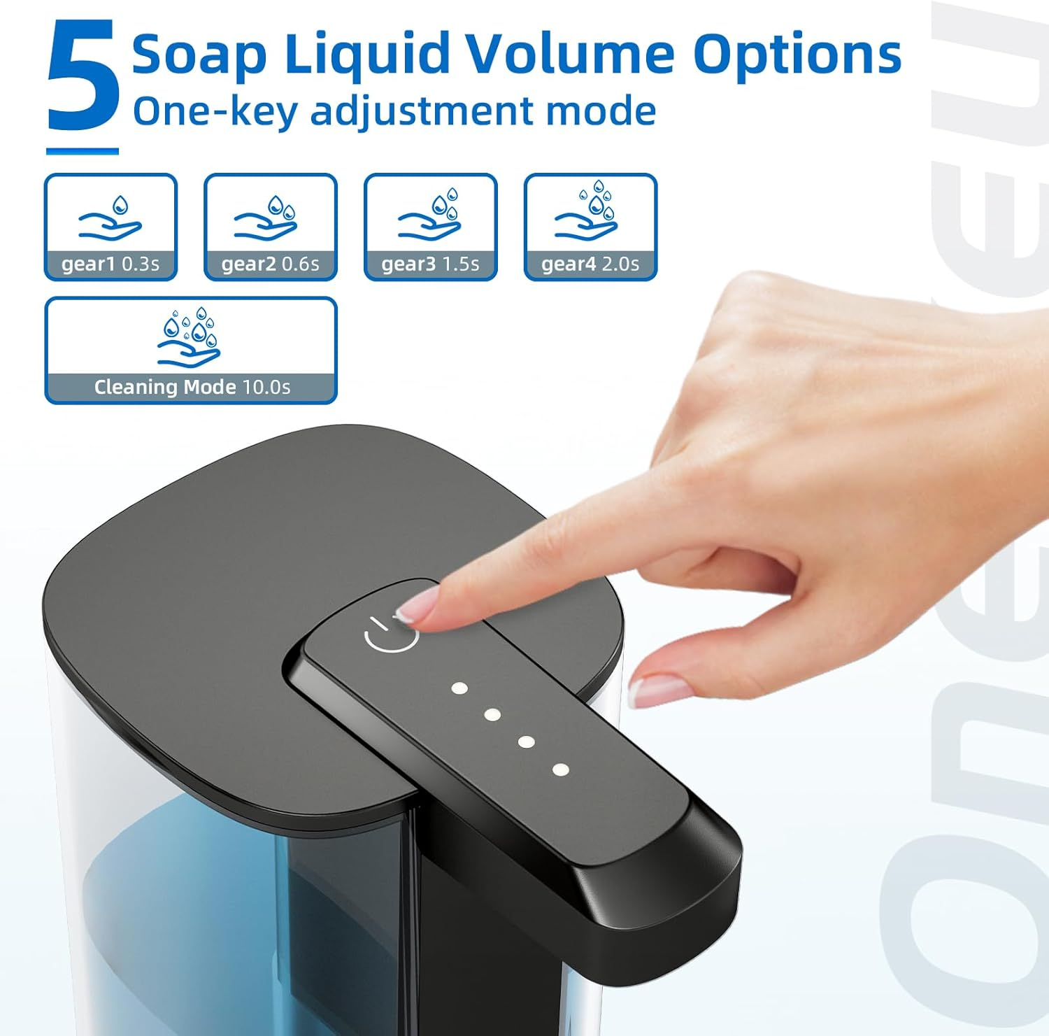 Automatic Liquid Soap Dispenser 17Oz/500Ml Touchless Dish Soap Dispenser IPX5 Waterproof 4 Adjustable Dispensing Levels,Usb Liquid Hand Soap Dispenser Electric for Kitchen Bathroom Hotel (Black) image number 6