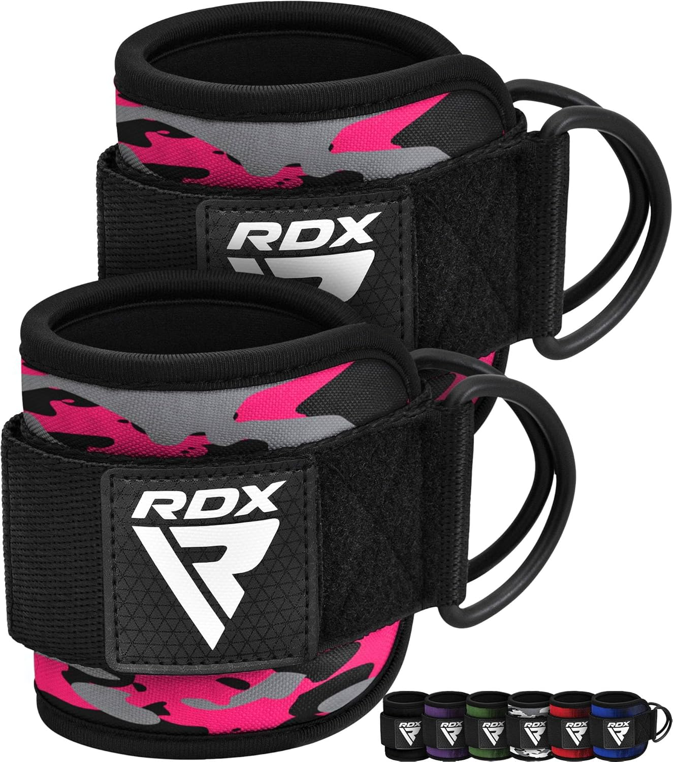 RDX Fu&szlig;schlaufen Kabelzug Gepolstert, 7MM Neoprenst&uuml;tze 10&rdquo;X4&rdquo;, Ankle Straps, Handgelenk Wickelt Mit 2 D-Ring F&uuml;r Cable Machine Fitness Training Fu&szlig;manschetten Gym Ges&auml;&szlig; Beintraining, Frauen M&auml;nner