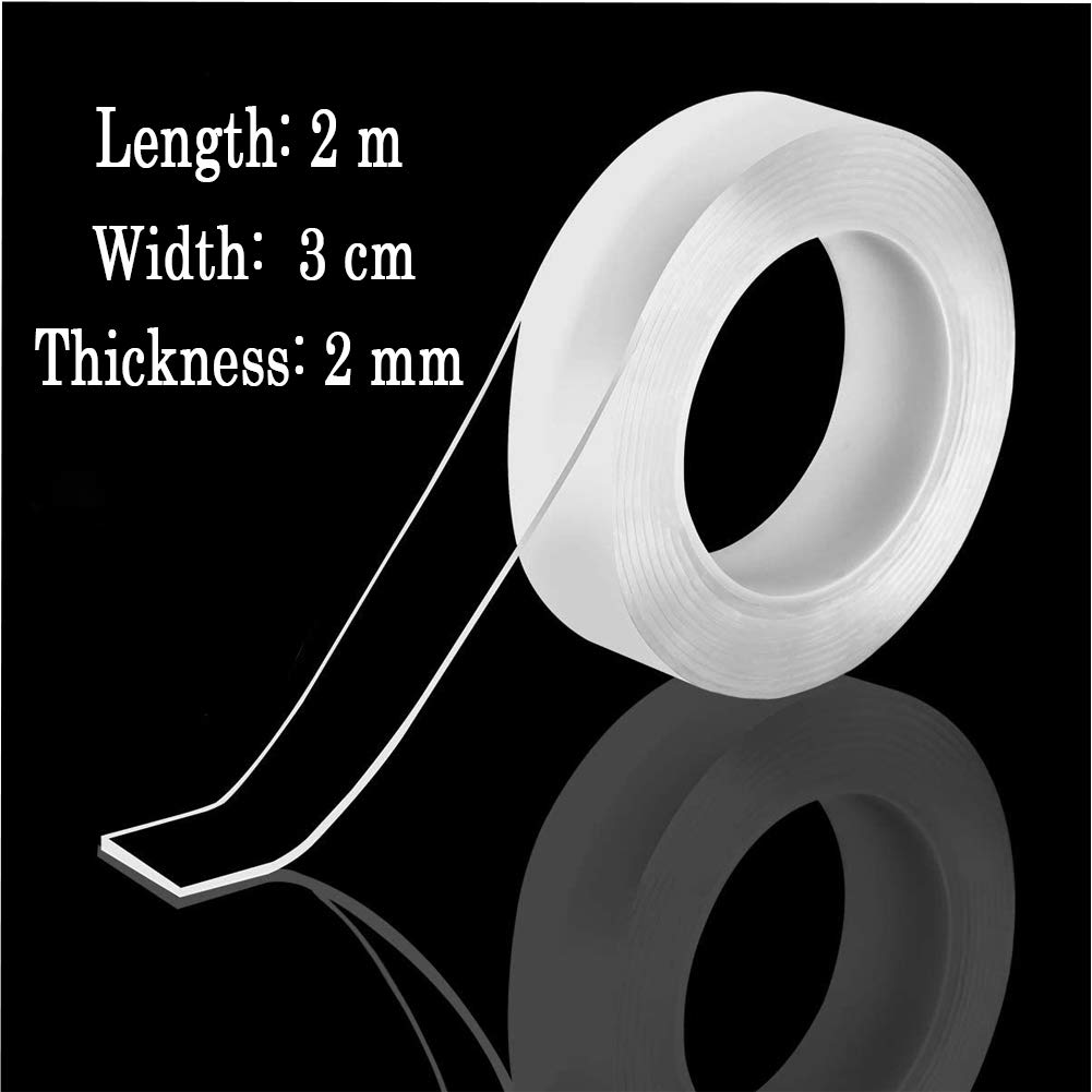 Nano Tape Double Sided Sticky Tape Multifuctional Double-Sided Clear Adhesive Invisible Anti-Slip Removable & Reusable Multipurpose Nano Grip Tape for Home Wall Room Office and Kitchen(2Meter,Transparent) image number 5
