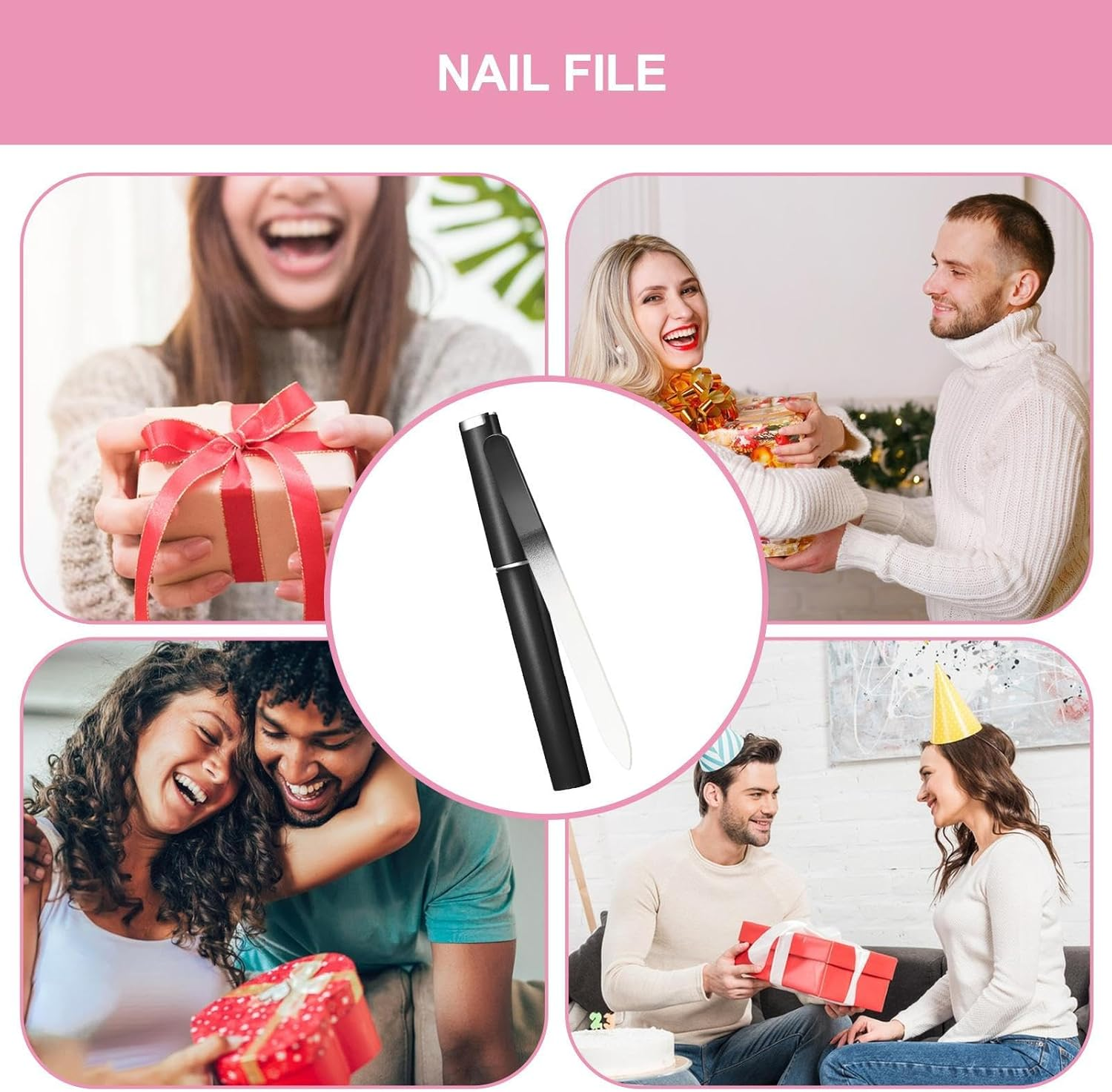 Crystal Glass Nail File - Cuticle Pusher | Professional Heavy Duty, Double Sided Etched Crystal File & Travel Case for Nails Shape and Smooth Nails Jmedic - Silver image number 3