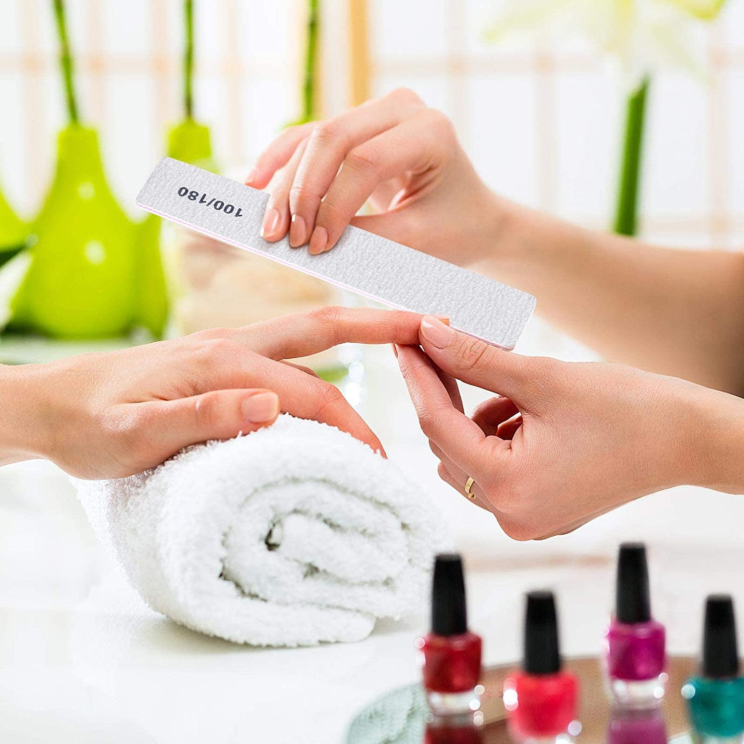 Nail Files, Professional 100/180 Grit Fingernail Files Emery Boards for Acrylic Nails (25 Pack) image number 4