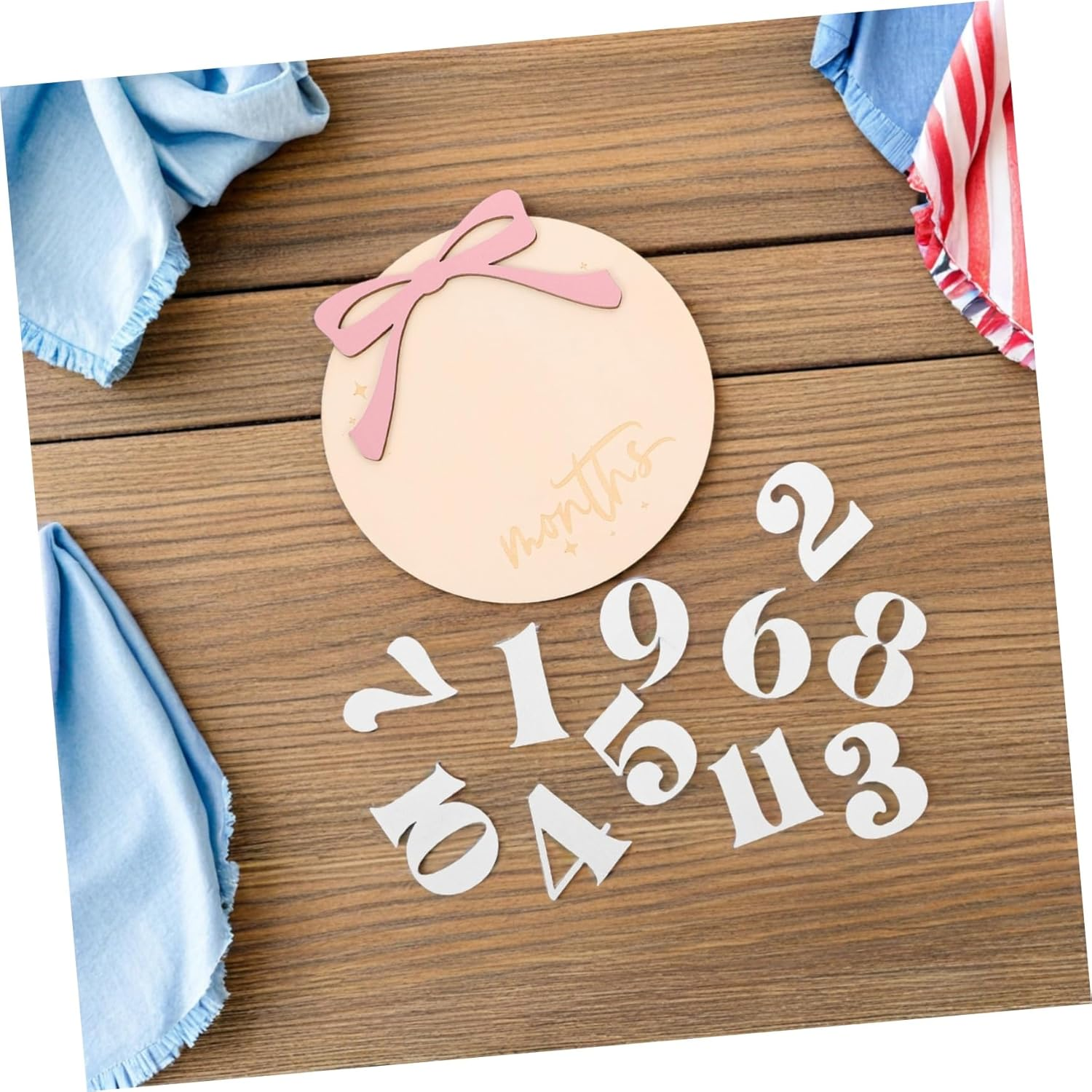 Newborn Photography Props Month Milestone Signs Natural Wood Photo Prop Kit for Growth Announcement image number 1