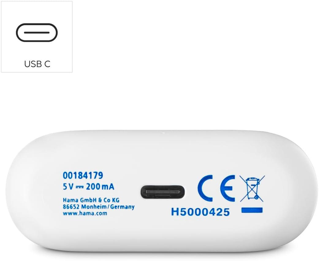 Hama Bluetooth Headphones (Wireless, TWS Headphones, Active Noise Cancelling, Earbuds with Charging Station, ENC, In-Ears, USB-C Fast Charging, Bluetooth Headset, App/Voice Control, Touch Control) image number 1