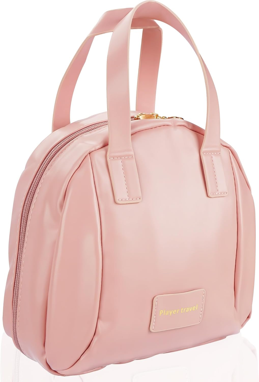 Biiange Elegant Portable Shell Cosmetic Bag, Portable Storage Bag for Women, with Compartments Large Capacity Travel Makeup Bags (Pink)