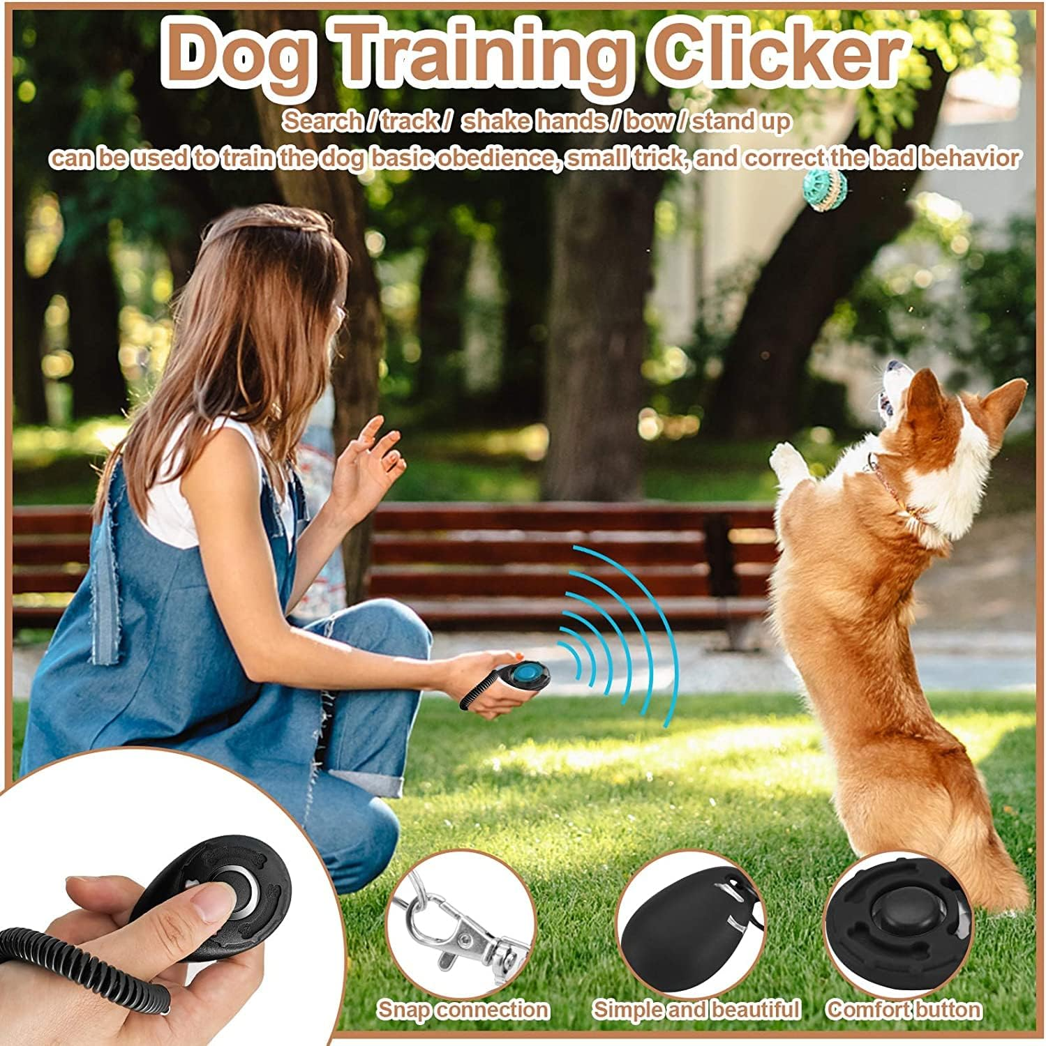 YANGWEN Dog Puppy Doorbells,3 Pack Dog Bell for Puppy Potty Training Adjustable Length Dog Doorbell with Dog Training Clicker & Dog Whistle for Doggy Doggie Puppy image number 5
