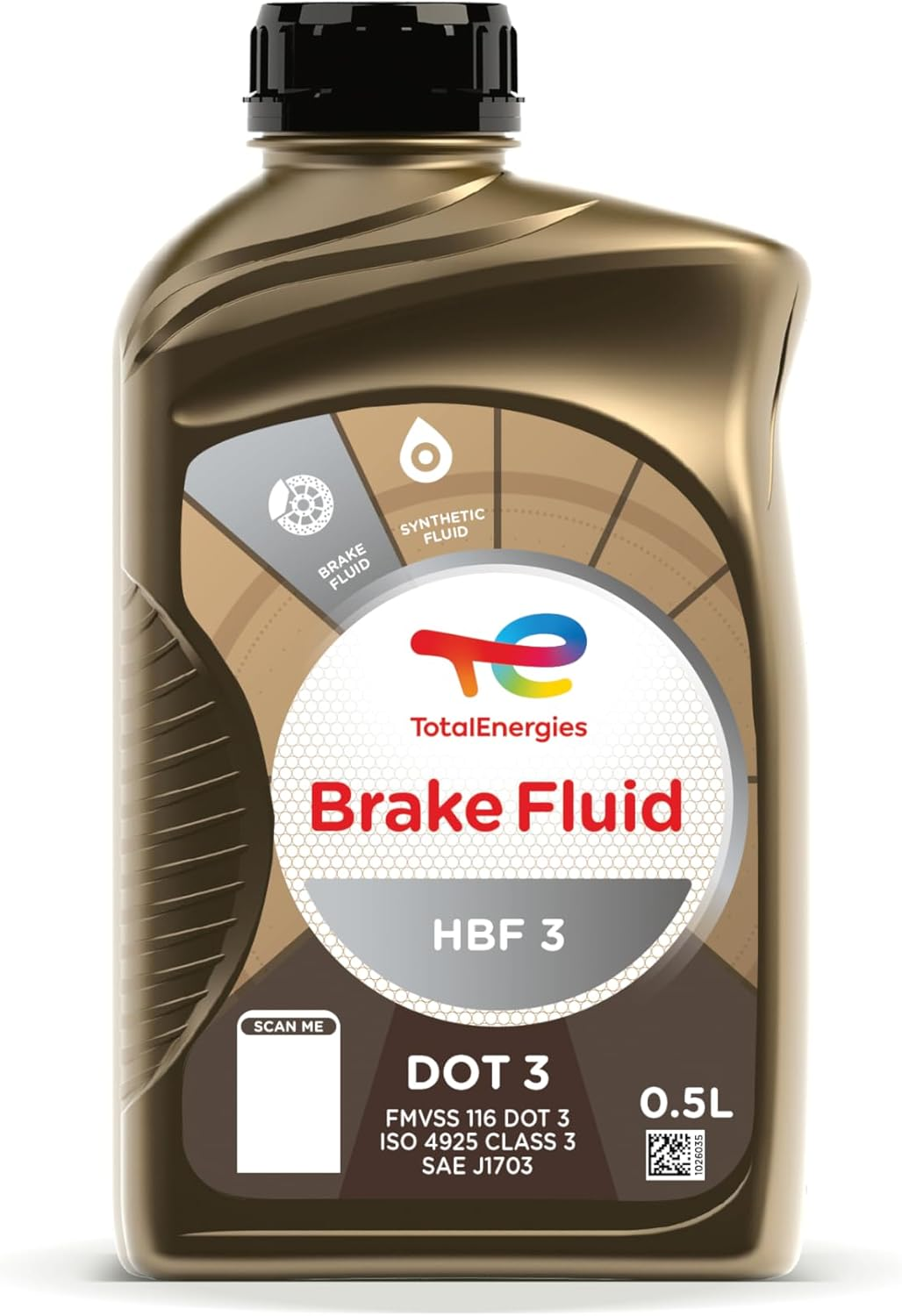 Totalenergies HBF 3 0,5L - Brake Fluid DOT 3 Synthetic for Hydraulic Brake Systems | High Boiling Point & Corrosion Protection