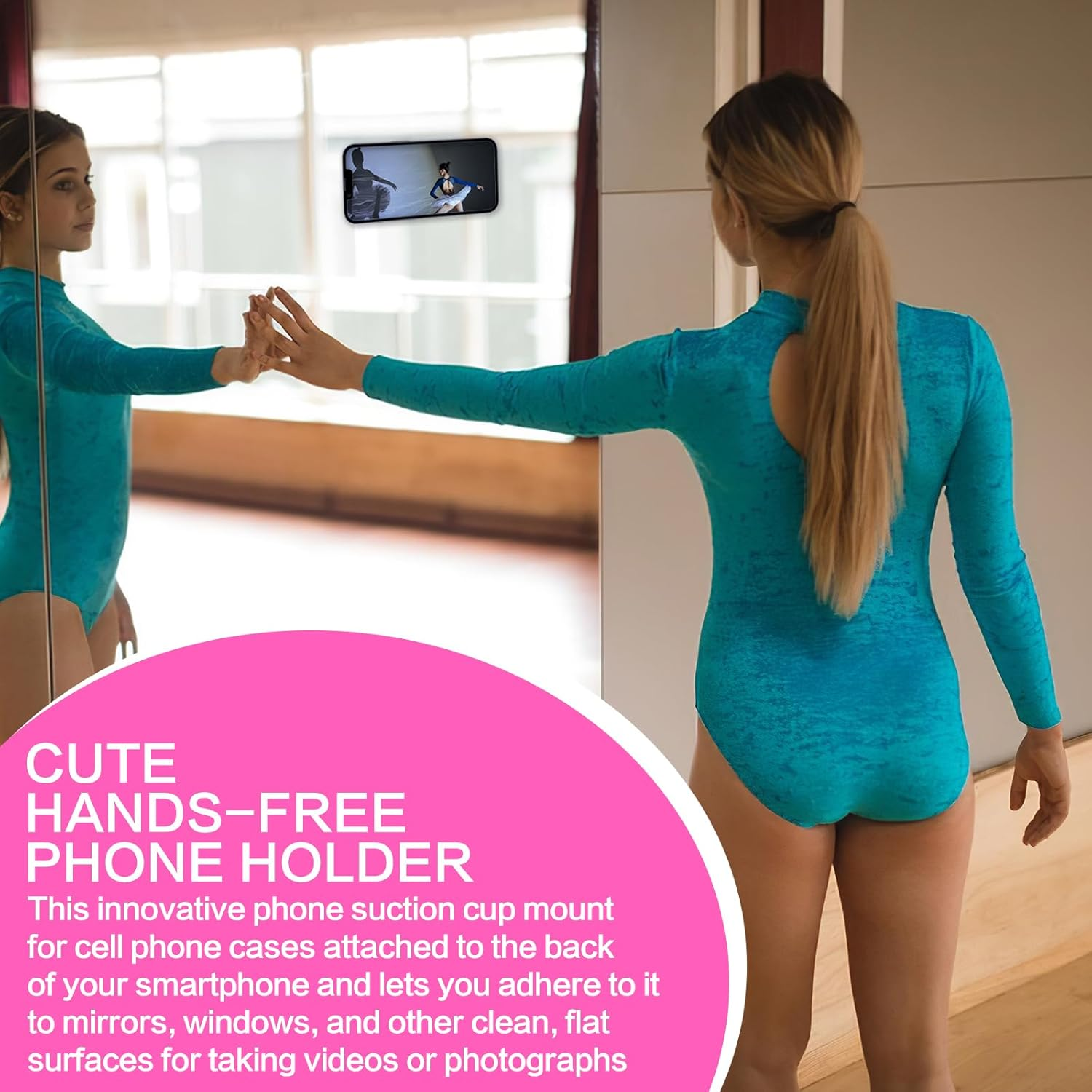 Gjinxi 2PCS Silicone Suction Phone Case Mount, Silicon Adhesive Phone Stand Sticky, Hands-Free Strong Grip Phone Accessories Holder, Non Slip Suction Cup Phone Mount for Selfies Videos (Transparent) image number 4