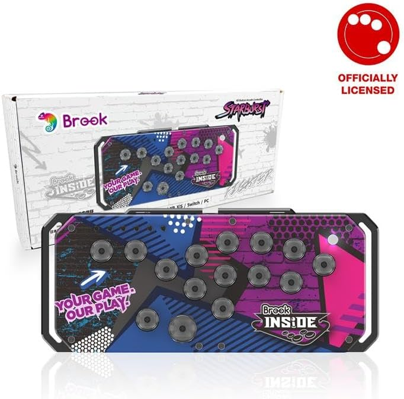 Brook Fighter Starburst All-Button Arcade Controller for PS5, PS4, Xbox Series X|S, NS & NS2, PC &ndash; Hot-Swappable Switches, RGB Lighting, Adjustable Angles, Tournament-Grade Performance image number 1