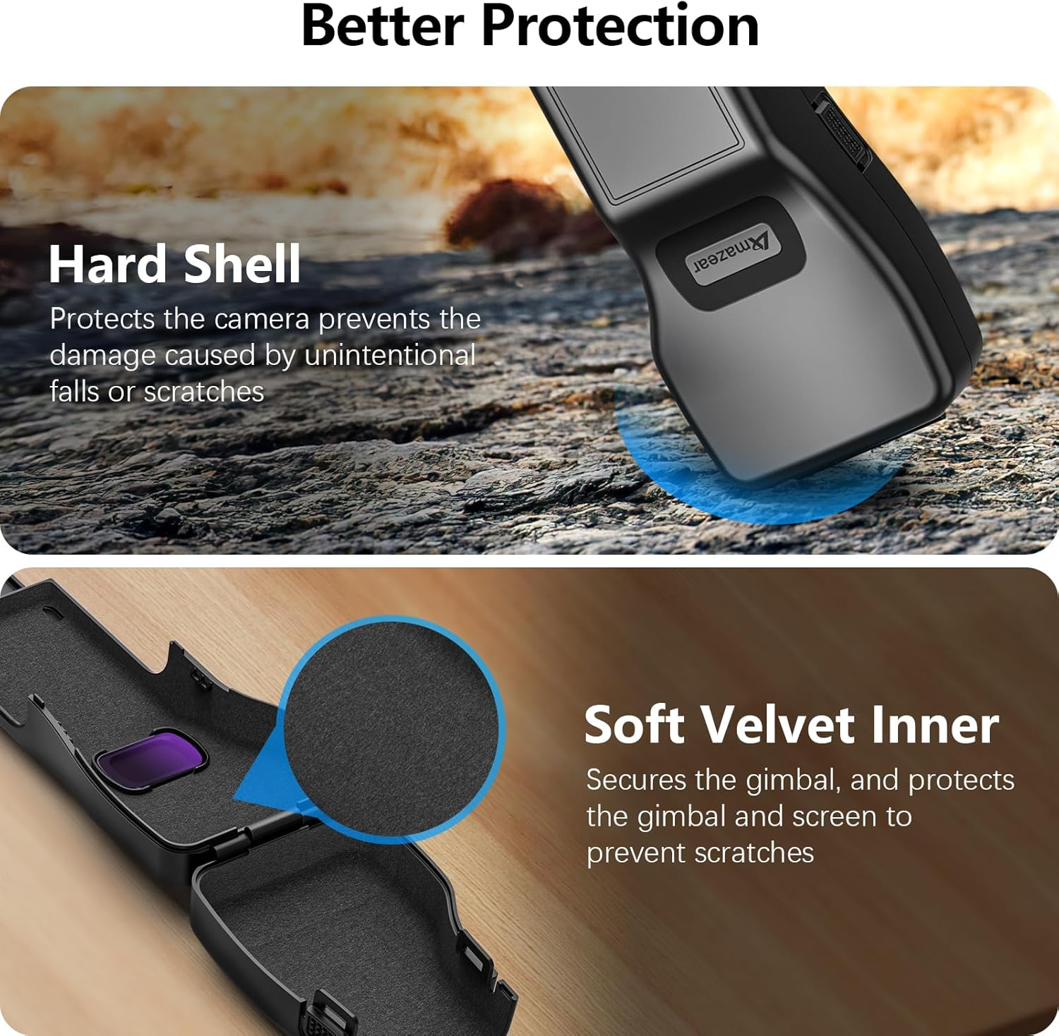 AMAZEAR Gimbal Screen Protective Cover for DJI Osmo Pocket 3 Accessories,Dji Pocket3 Camera Lens Cap Hard Case with Soft Lining, Compact Design, Quick Open/Close, Black image number 6