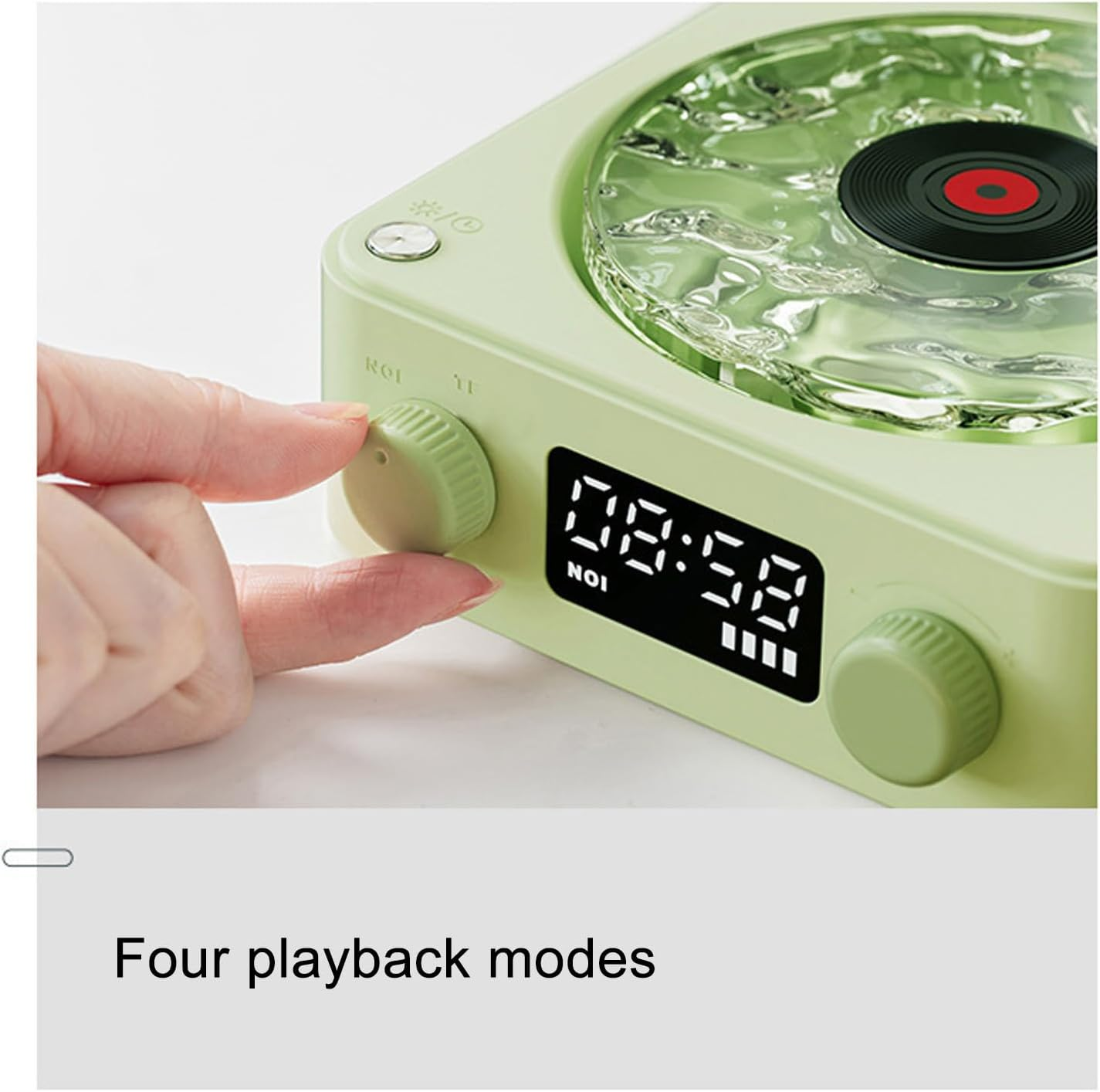 Sxhlseller the Waves Player, Waves Vintage Record Player Speaker, Mini Portable Retro Sleep Aid Speakers, Retro Record with Ambient Light for Bedroom (Green) image number 2