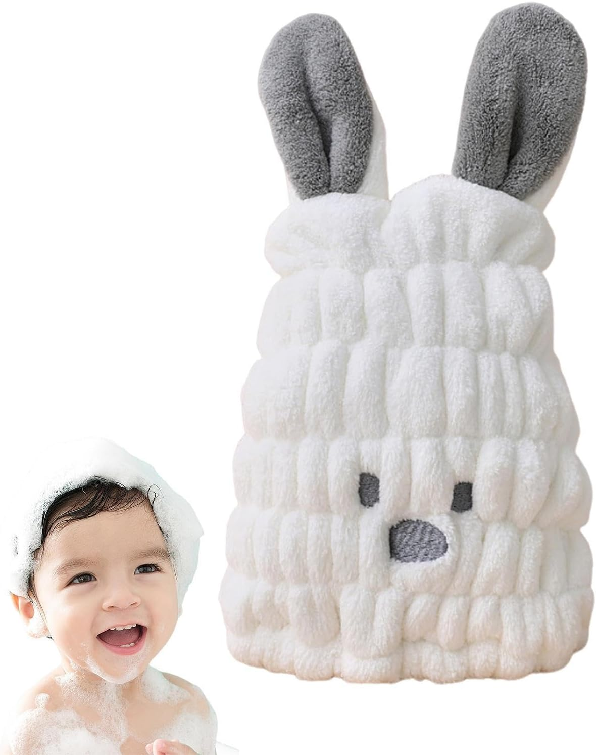 Hair Drying Towel for Kids - Children'S Cartoon Absorbent Hair Wrap,Machine Washable Hair Drying Tool for Face Wash, Makeup, and Bath Buniq image number 4