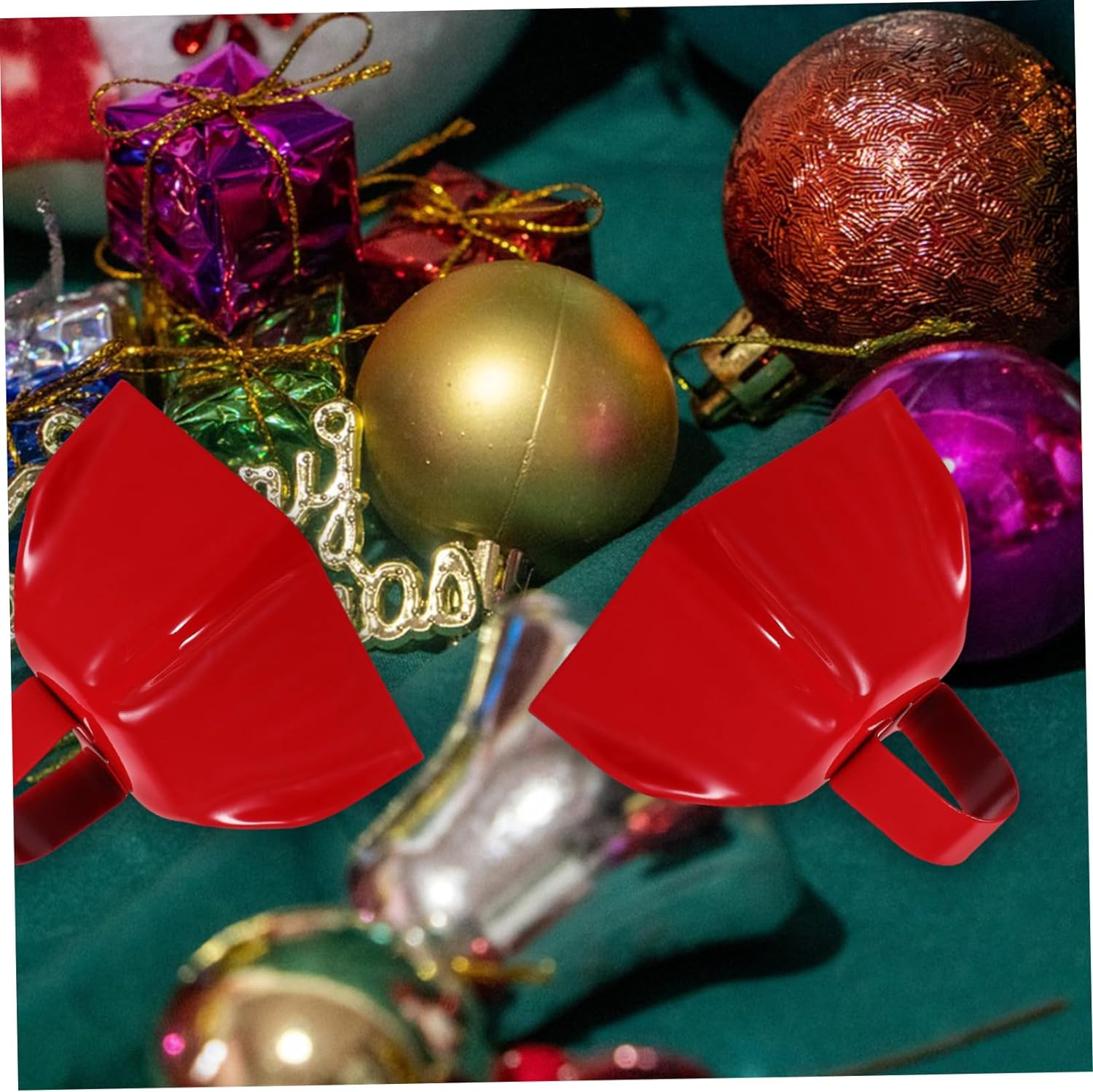 Ibasenice 2Pcs Square Metal Cowbells Noise Makers Decorative Handle Bells for Farm Animal Livestock Hanging image number 5