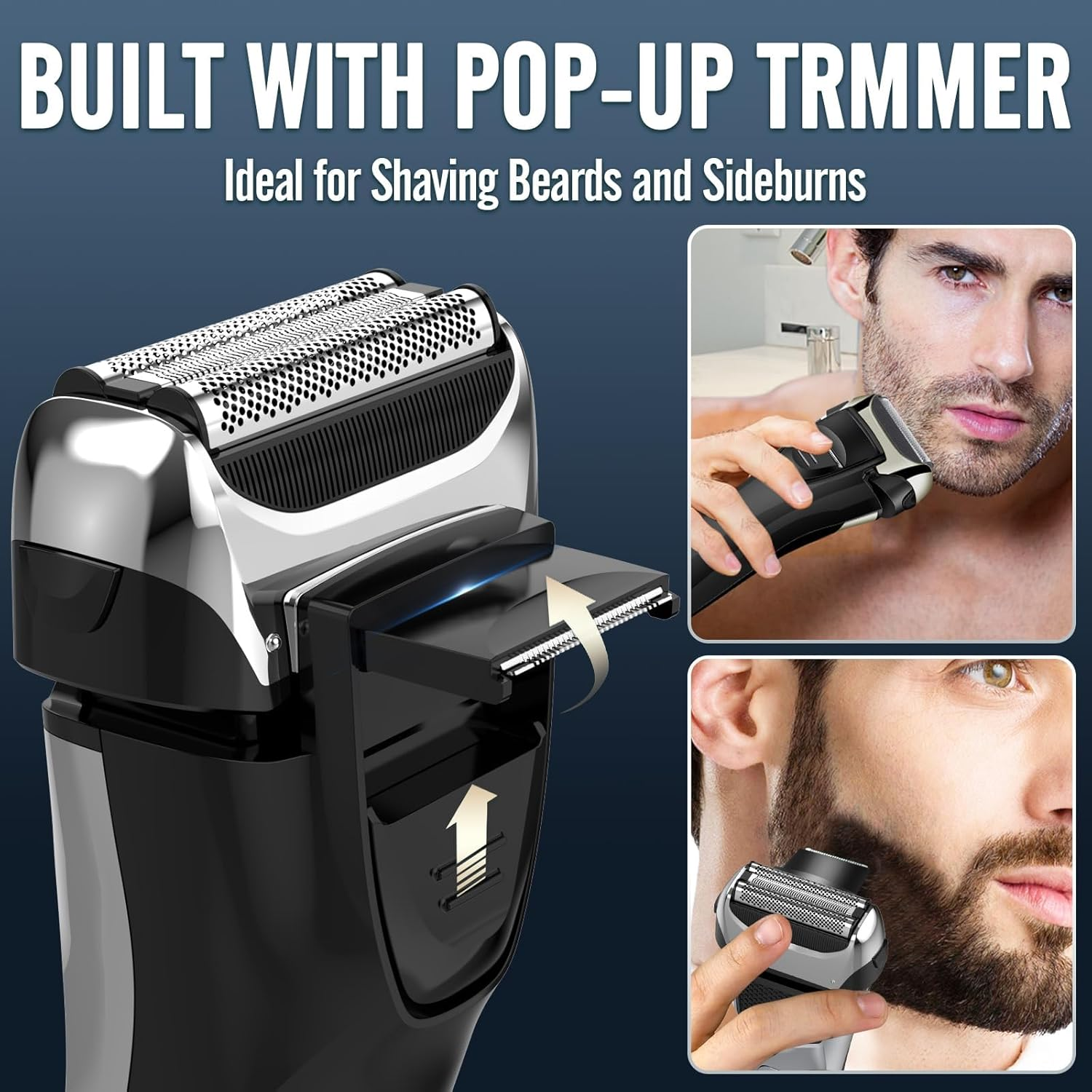 Electric Razor, Electric Shavers Face, Dry Wet Shavers Beard Trimmer Travel Foil Shaver for Men,Dry Wet Shavers Beard Trimmer Travel Foil Shaver, Type-C Charge Idea Men Gift(Black＆Grey) - Black＆Grey image number 6