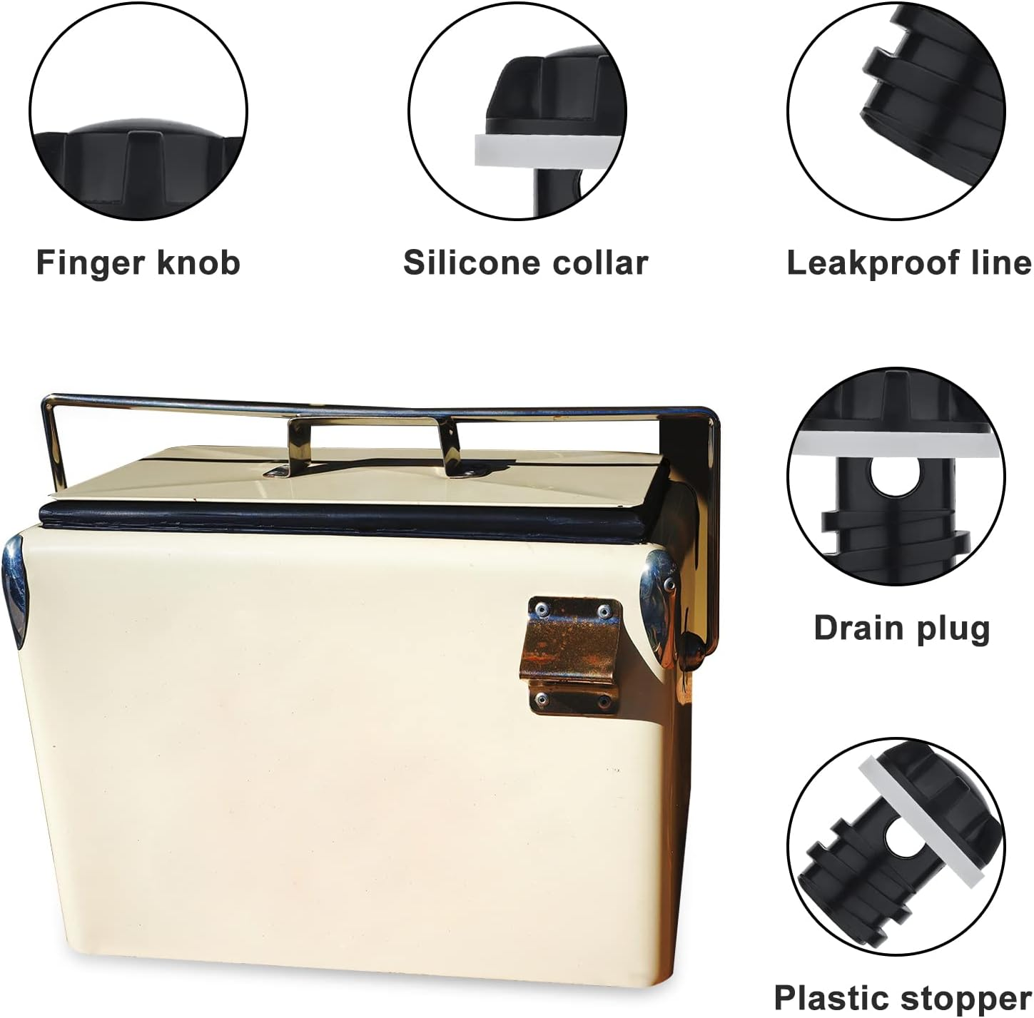 2Pcs Cooler Drain Plug, Replacement Cooler Drain Plug Cooler Accessory Compatible with Yeti'S Line of Roadie, Tundra and Tank Coolers Fit for ORCA Coolers (Black) image number 3