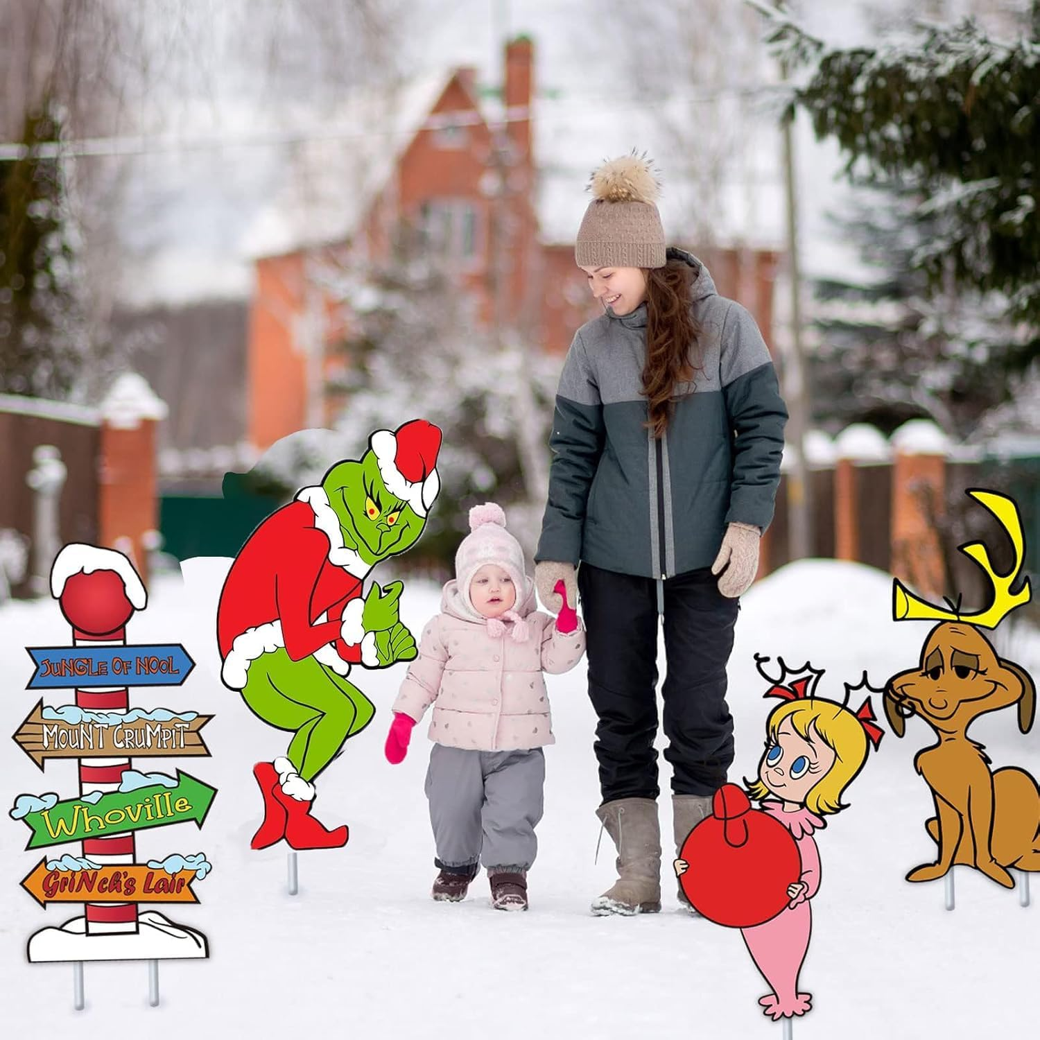 Christmas Yard Signs Stakes Outdoor, 4PCS Large Xmas Decorations Signs for Holiday Christmas Lawn Garden Pathway Decorations