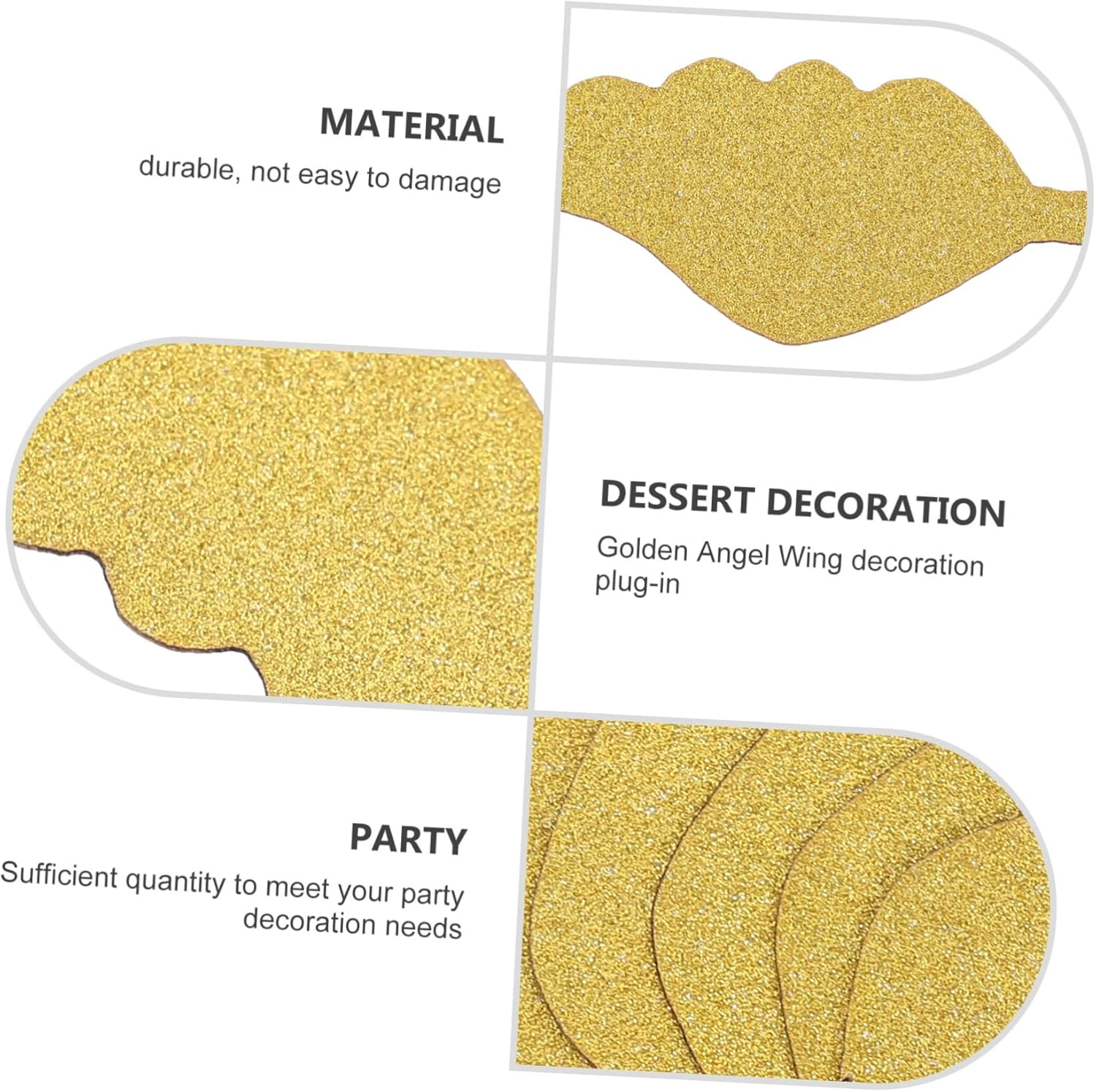 Amosfun 50Pcs Golden Shape Cake Toppers Party Cake Decor for Birthdays Weddings and Celebrations Eye-Catching Design for and Desserts for Home Baking and Events image number 2