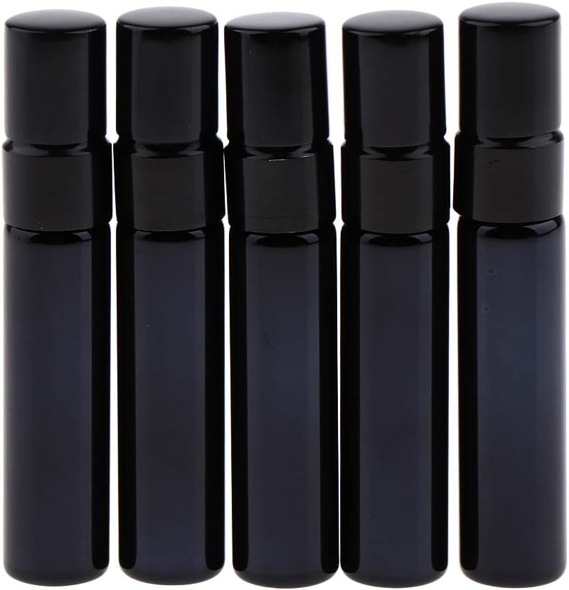 5 Piecesglass Spray Bottles Mini Vials Perfume Bottle Cosmetic Container Black image number 3