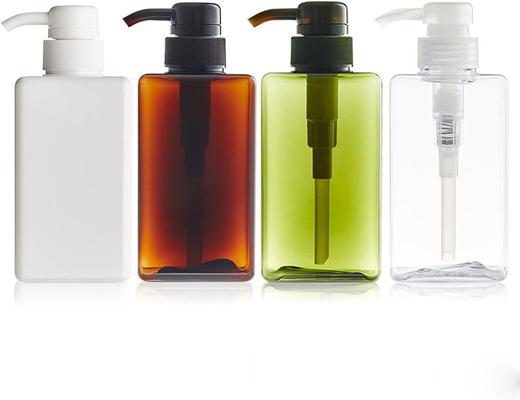 UVIVIU 450Ml(15.3Oz) PETG Cream Refillable Bottle, to Fill Shampoo & Shower Gel & Hand Sanitizer Square for Bathroom (Clear 2 Pack) image number 2