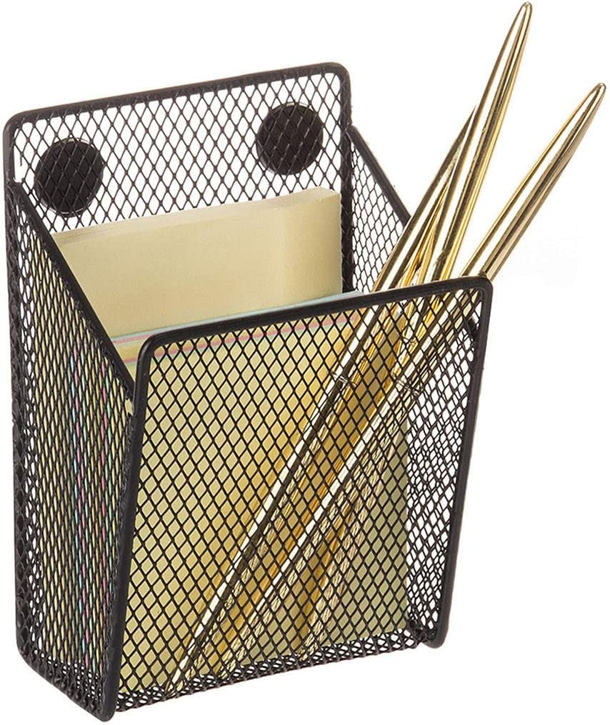 Baosity Magnetic Pencil Holder Multifunctional Mesh Basket Mesh Desk Organizer Caddy Pen Storage Basket for Refrigerator School Supplies Ruler Blackboard - Square image number 4