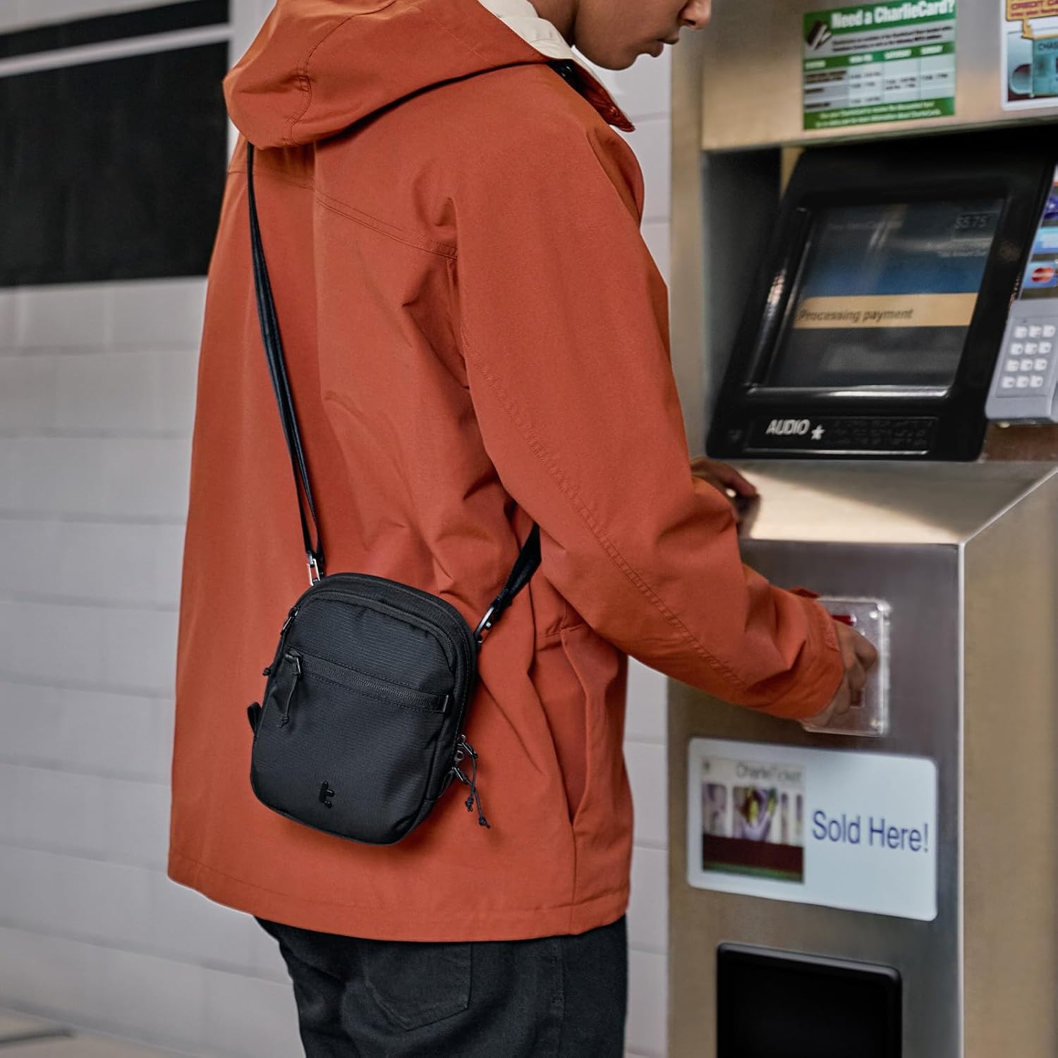 Tomtoc Anti-Theft Travel Crossbody Bag 1.3L &ndash; RFID Blocking Mini Sling with Lockable Zipper, Lightweight Passport Pouch for Cards & Tickets, Compact Bag for Vacation & Urban Travel - Beige image number 3