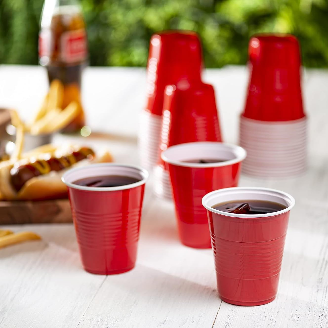 KACOMACO 50Pcs Party Cup Set, Recyclable Plastic Pong Cups 12 Oz, Repeatable Cups for New Year, Christmas, Camping, Wedding Parties, Weddings, Events or DIY Projects (Red) image number 4