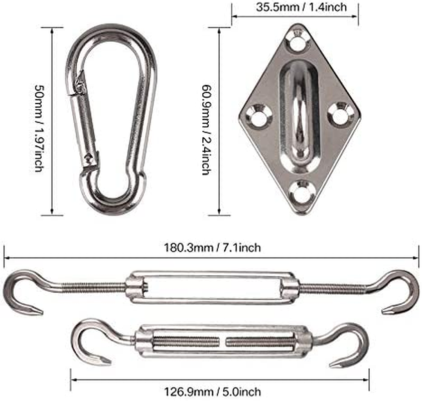 Sun Shade Sail Hardware Kit Triangle, 5 Inch 304 Marine Grade Stainless Steel for Rectangle and Square Sun Shade Sail Installation Accessory Heavy Duty Anti-Rust 24 Pcs image number 5