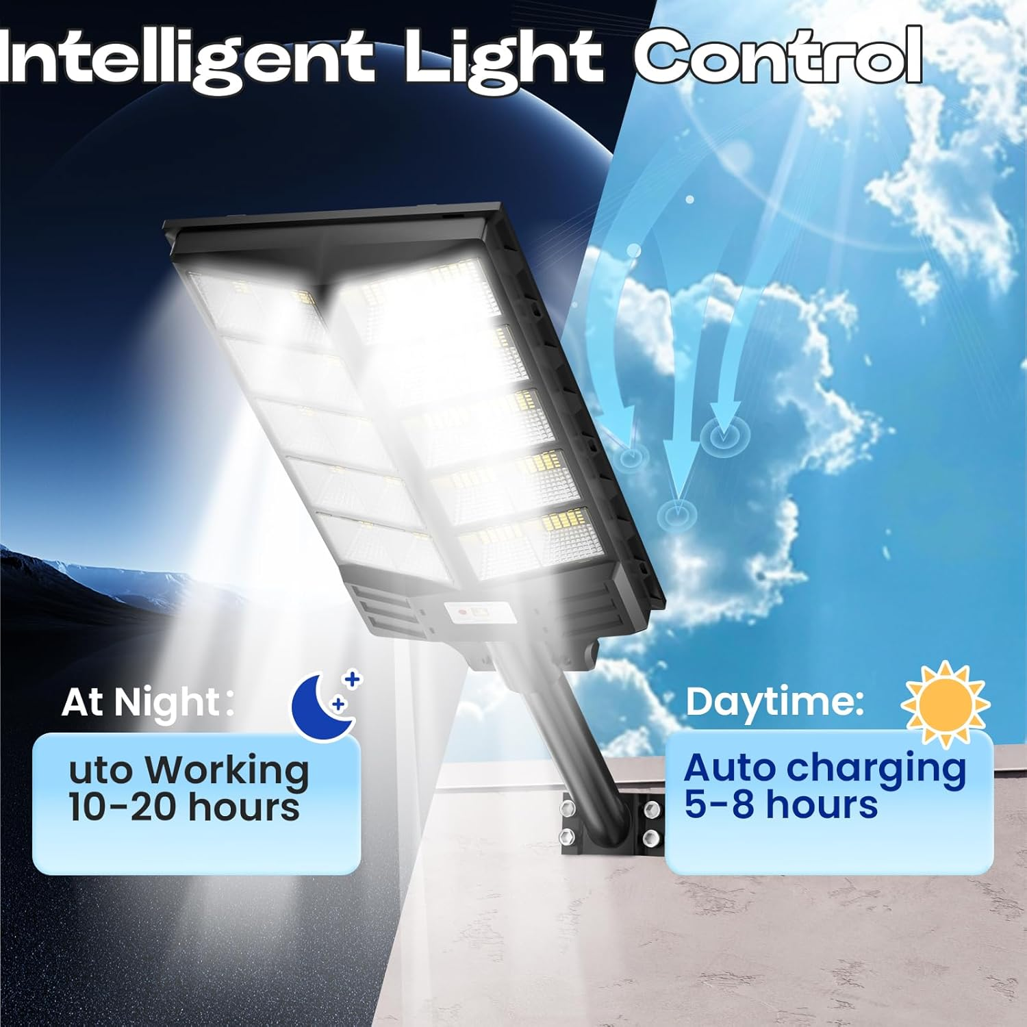 Solar Street Lights,2800W Solar Parking Lot Lights Commercial Grade 480000LM Solar Lights Outdoor Waterproof Dusk to Dawn Outdoor Lighting Motion Sensor with Remote Control image number 4