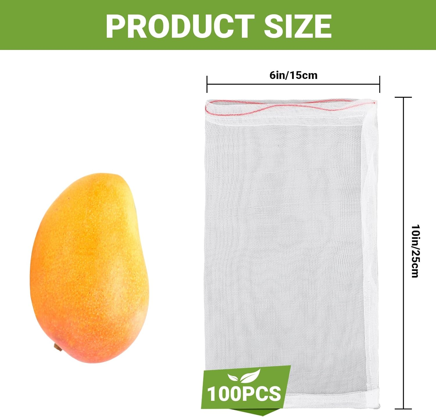ENPOINT Fruit Bags for Fruit Trees, 100 PCS 6X10 Inch Fruit Protection Bags with Drawstring, Garden Netting Mesh Fruit Cover Bag for Grape, Tomato, Peach, Apple, Flower from Birds Bugs image number 6