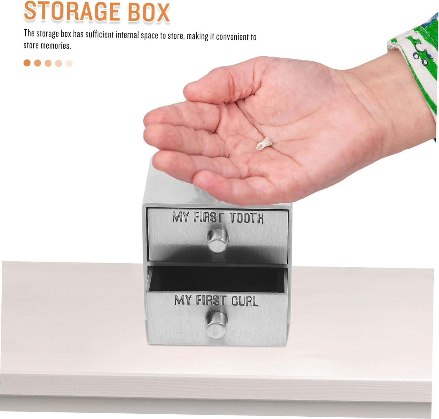BESPORTBLE First Tooth and Fetal Hair Keepsake Box Double Metal Storage Box for Essentials image number 1