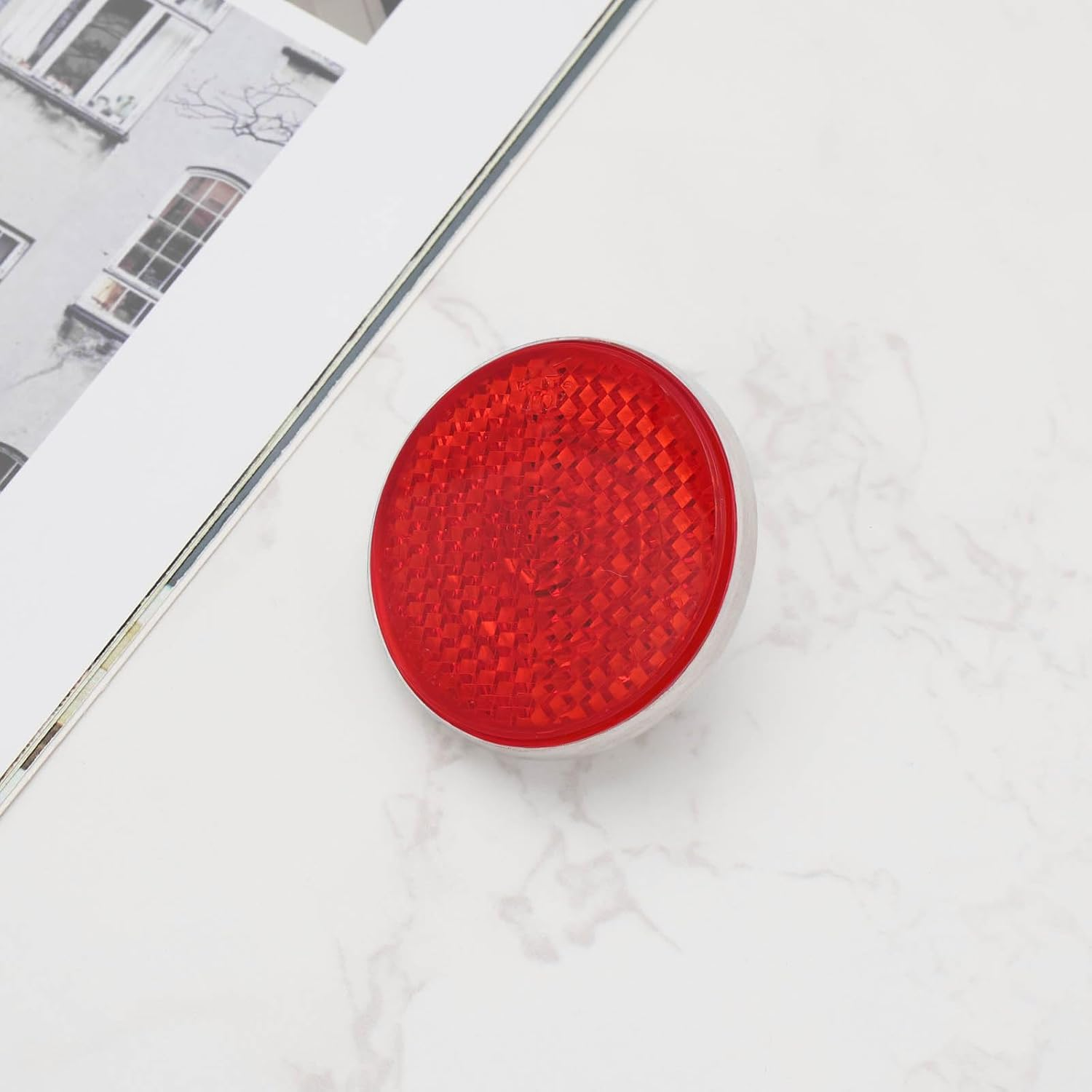 LT Easiyl 2PCS Electric Vehicle Red round Reflectors Diameter 41Mm M5 Thread with Center Mounting Hole Suitable for Motorcycles Vehicles Cycle Carriers Gateposts image number 3