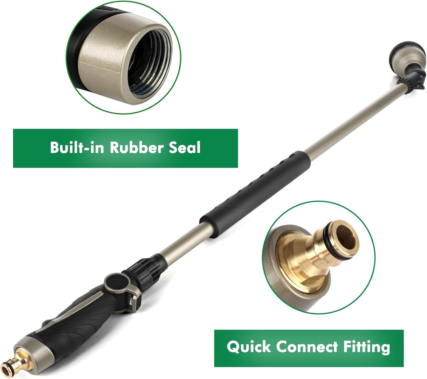 RESTMO Watering Wand Heavy Duty, 92Cm Metal Spray Lance | 180&deg; Adjustable Ratcheting Head | 10 Spray Patterns Hose Wand, Perfect Garden Long Sprayer Gun to Water Hanging Baskets, Shrubs image number 4