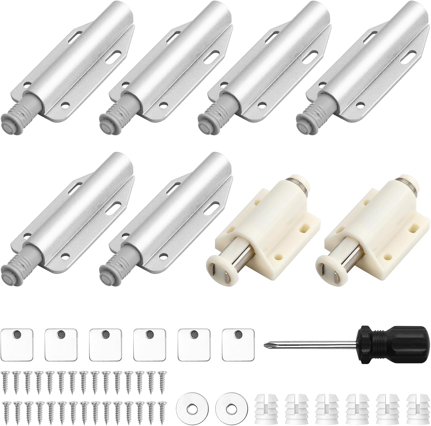 8 Pack Push to Open Door Catches Magnetic Door Push Opener Catch Touch Open Door Latch Open and Close the Door for Door Damper Large Wardrobe Closure image number 4