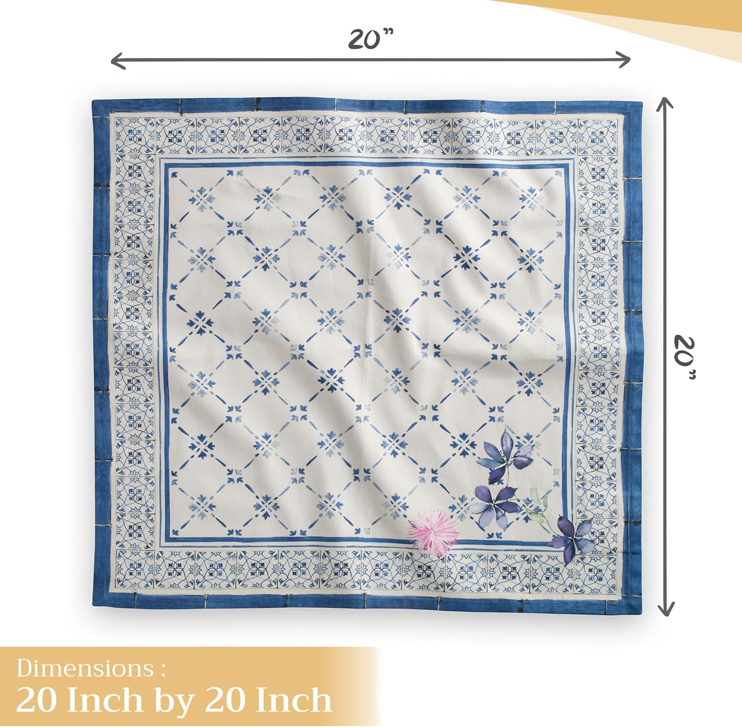 Maison D'Hermine Cloth Napkins Set of 4 100% Cotton Everyday Reusable Square Napkins Cloth Washable, Dinner, Party, Wedding, Restaurant, Spring/Summer (Faience, 20" X 20") image number 2