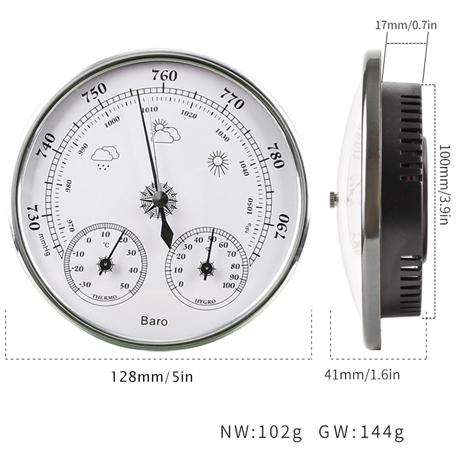 Barometer,Outdoor Barometer,Barometer Thermometer Hygrometer,5 in Analog Weather Station,3 in 1 Barometers for the Home Wall,Weather Barometer,For Living Room,Terrace,Office Wall Decor image number 5