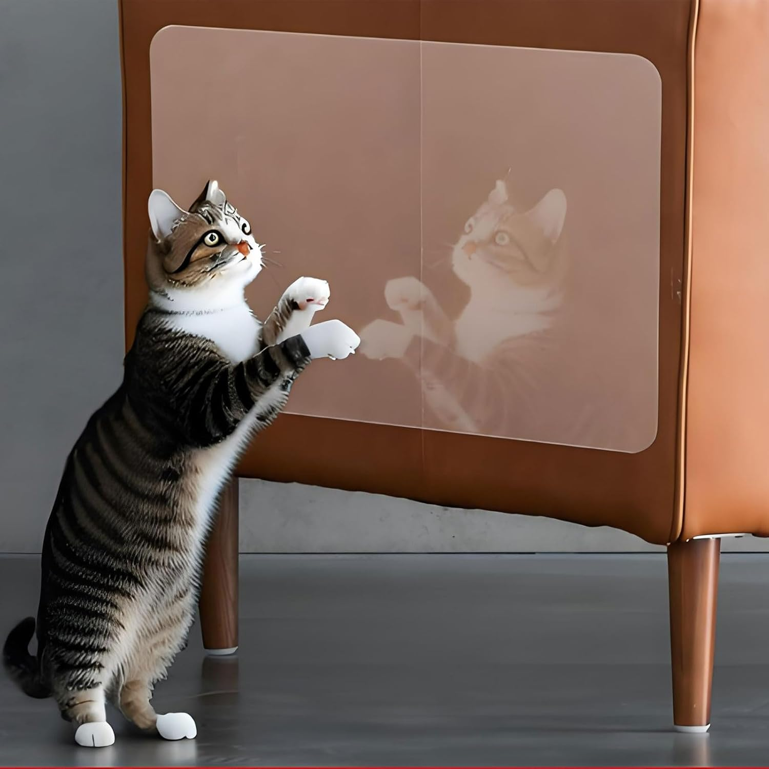 RUIFEN Cat Scratch Proof Sofa Protector - 12"X118" Transparent PVC Removable Adhesive Film for Couches & Furniture, anti Scratch Matte Textured Protective Wrap (1 Roll) image number 6