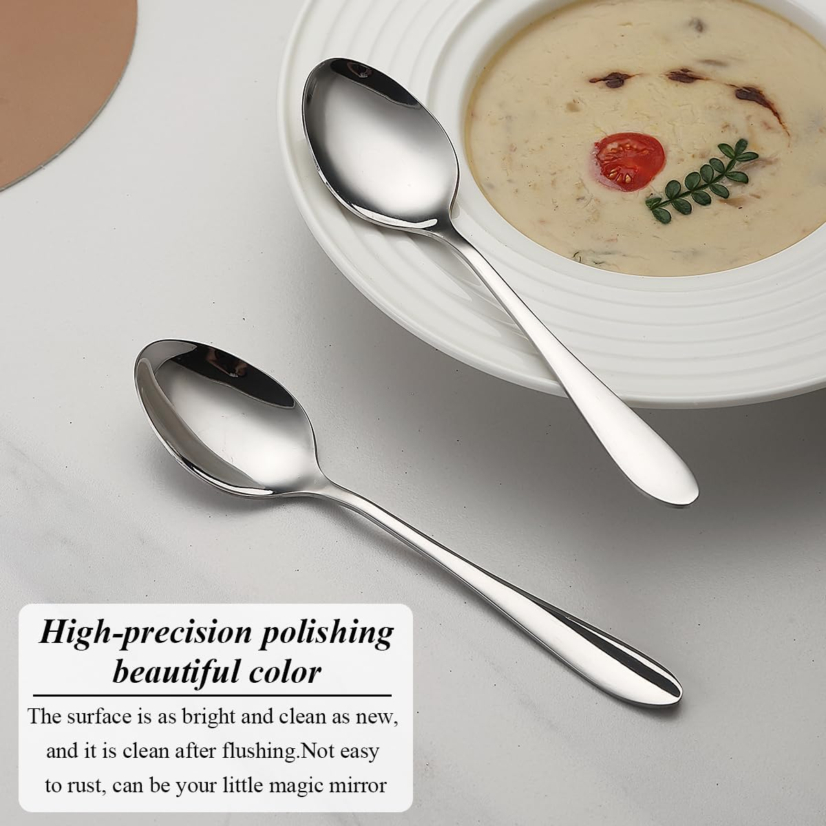 Berglander Soup Spoons, Pack of 12, Stainless Steel Tablespoons, Tablespoons, Cutlery for Home, Restaurant, Hotel, Daily Use, Dishwasher Safe image number 4