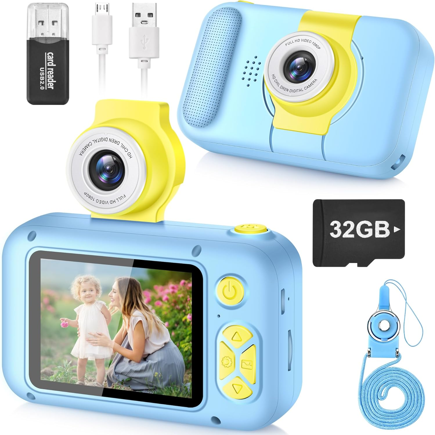 ARNSSIEN Kids Camera Toy for 3 4 5 6 7 8 9 10 11 12 Year Old Girls/Boys,Kids Digital Camera for Toddler with 180&deg;Flip Lens&2.4In IPS Screen,Birthday Festival Present Toy for Girls/Boys,32 GB Card,X101
