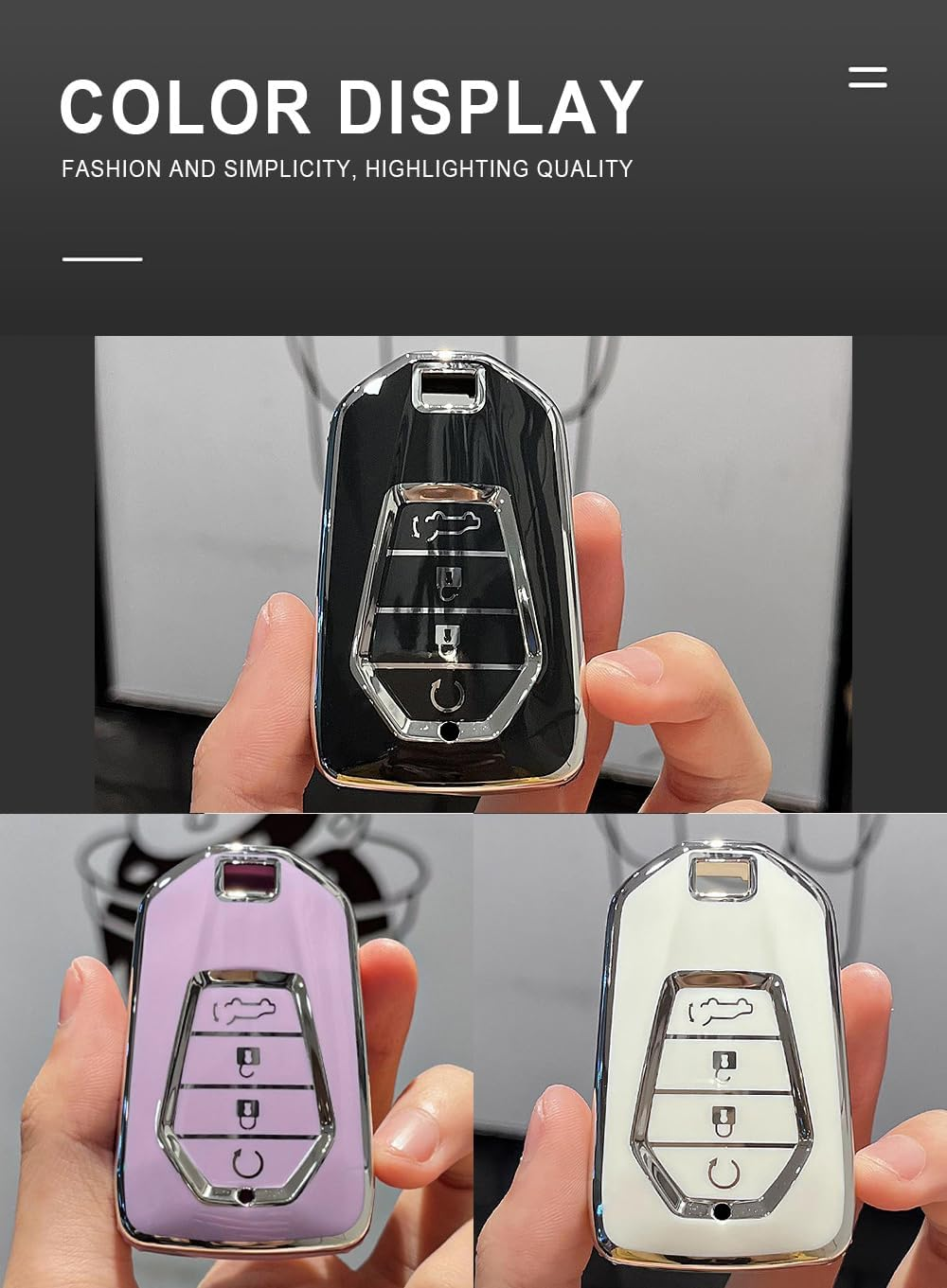 HIBEYO 4 Button Key Fob Cover for Isuzu New MU-X X Series DMAX D-Max X-Terrain Pickup 2020 2021 2022 2023 Accessories