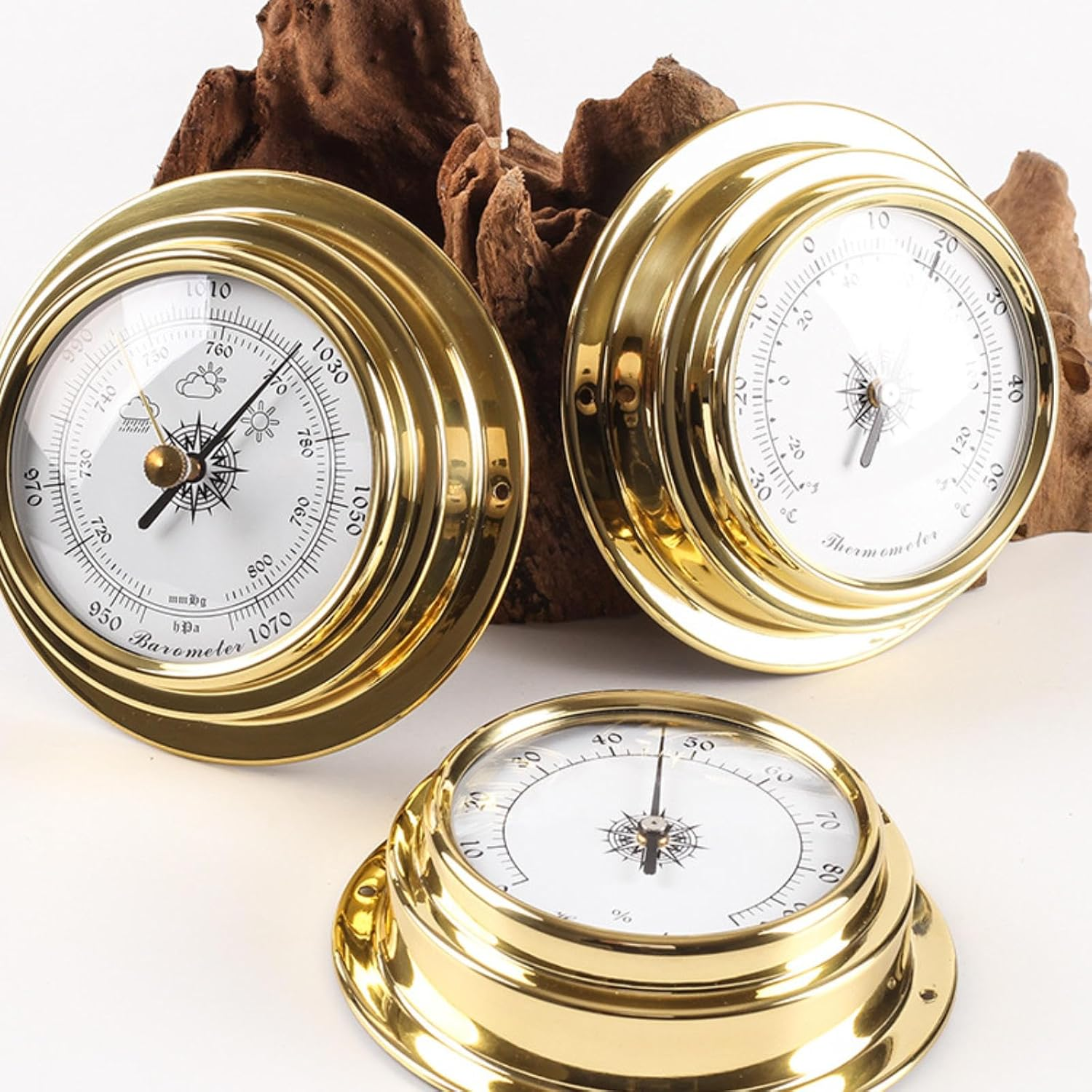 3Pcs Barometer Thermometer Hygrometer,3.85 in Portable Outdoor Barometer Set,Wall Hanging Analog Weather Station,For Home Wall,Fishing Boat,Hotels,Offices,Factories(No Battery Needed) image number 3