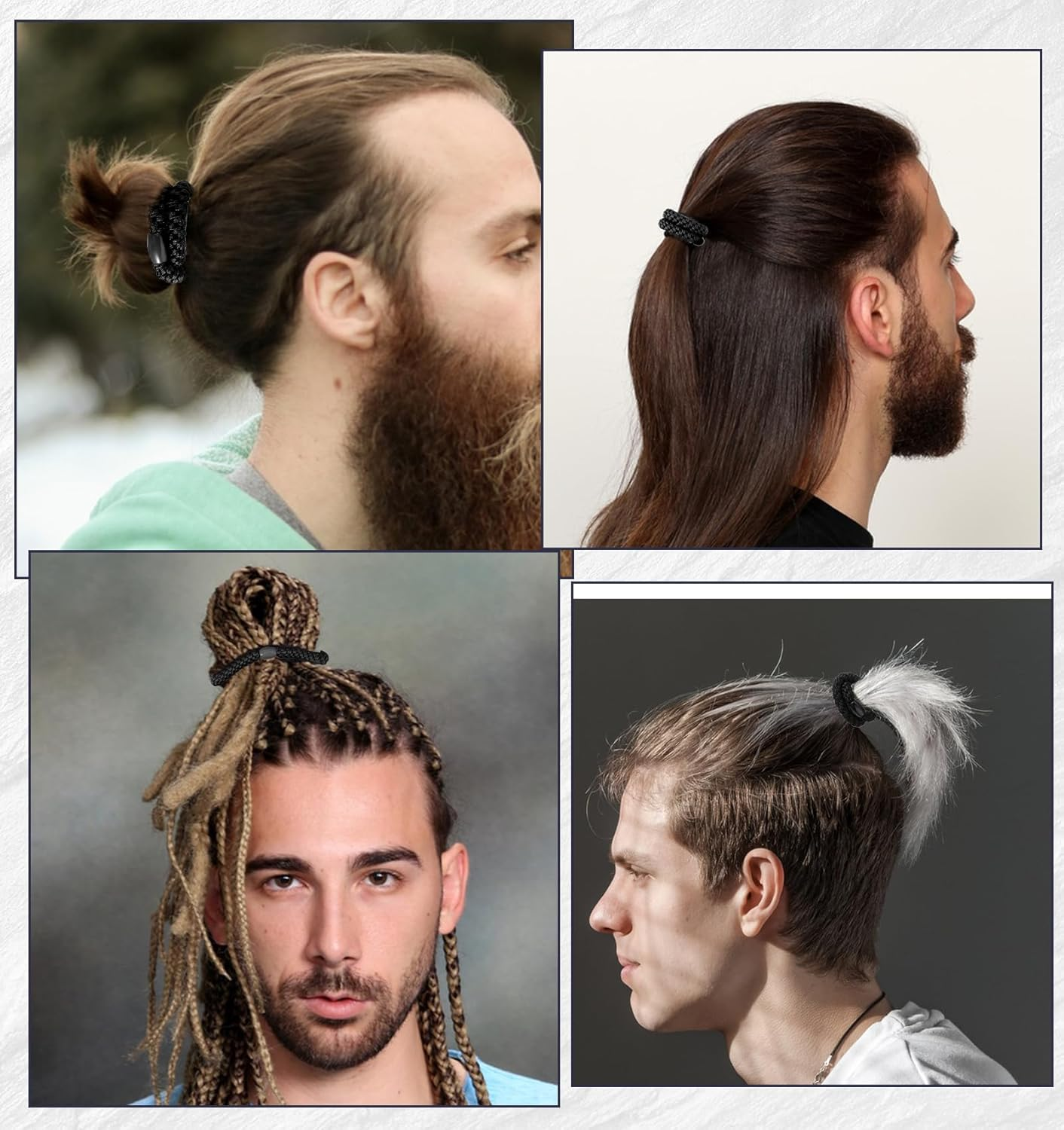 Set of 10 Men'S Hair Bobbles Black Made of Tear-Resistant Nylon with 4-Way Stretch for Strong Elasticity and Non-Slip Hold, Ideal for Everyday Sports and as a Stylish Bracelet image number 2