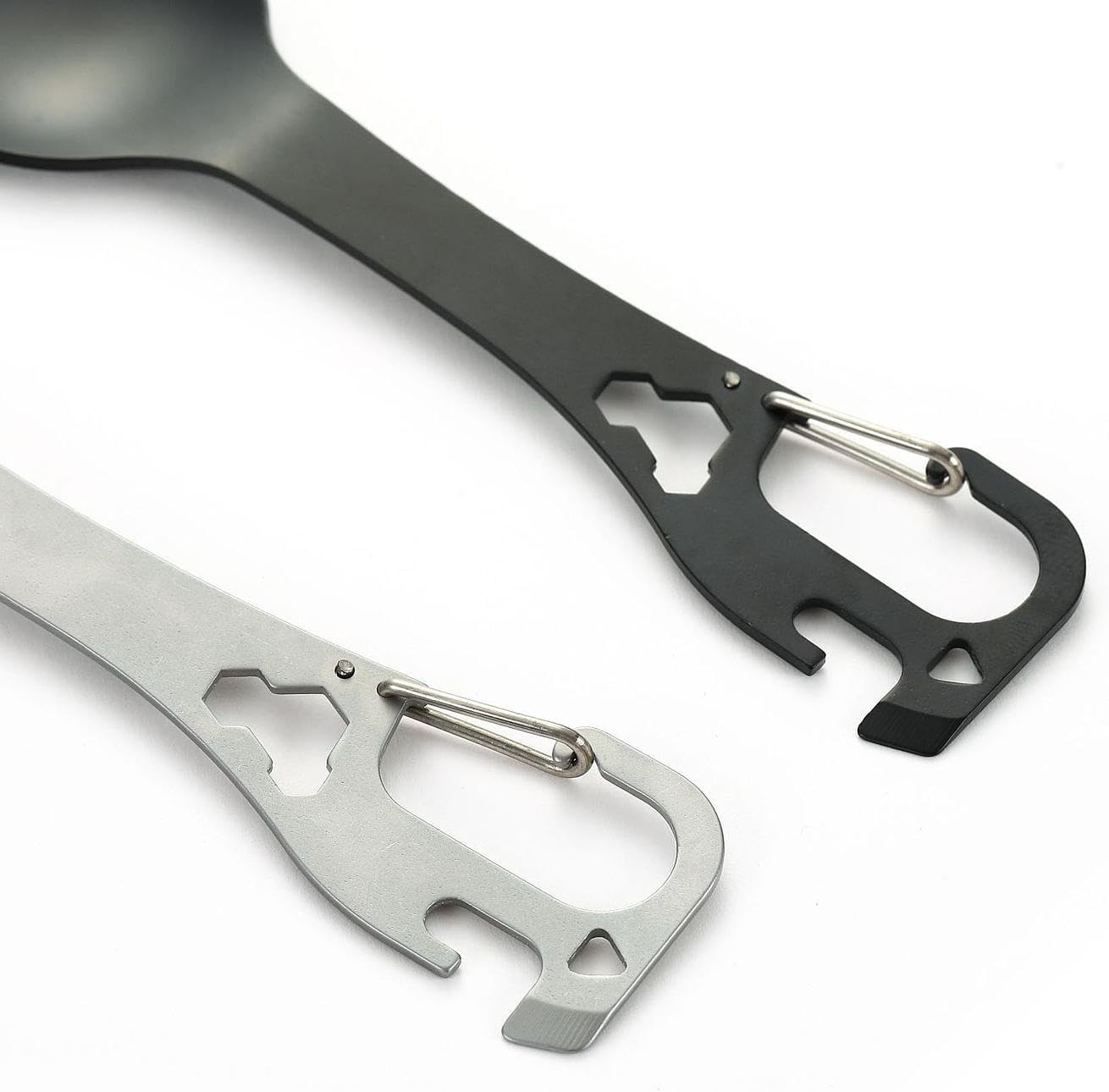 Eigell Camping Fork Spoon Outdoor Gear Can Opener Utensils for BBQ Hiking Fishing, Silver