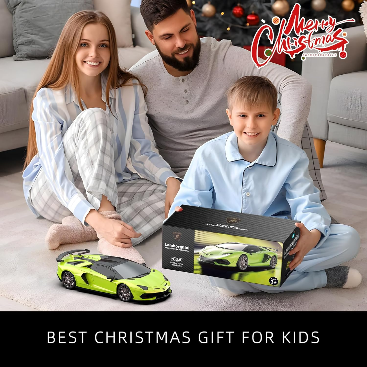Lamborghini Remote Control Car, 1:24 Scale Electric Sport Racing Hobby Toy Car Lamborghini Model Vehicle for Boys Girls Birthday Gifts, Green - Yellow image number 2