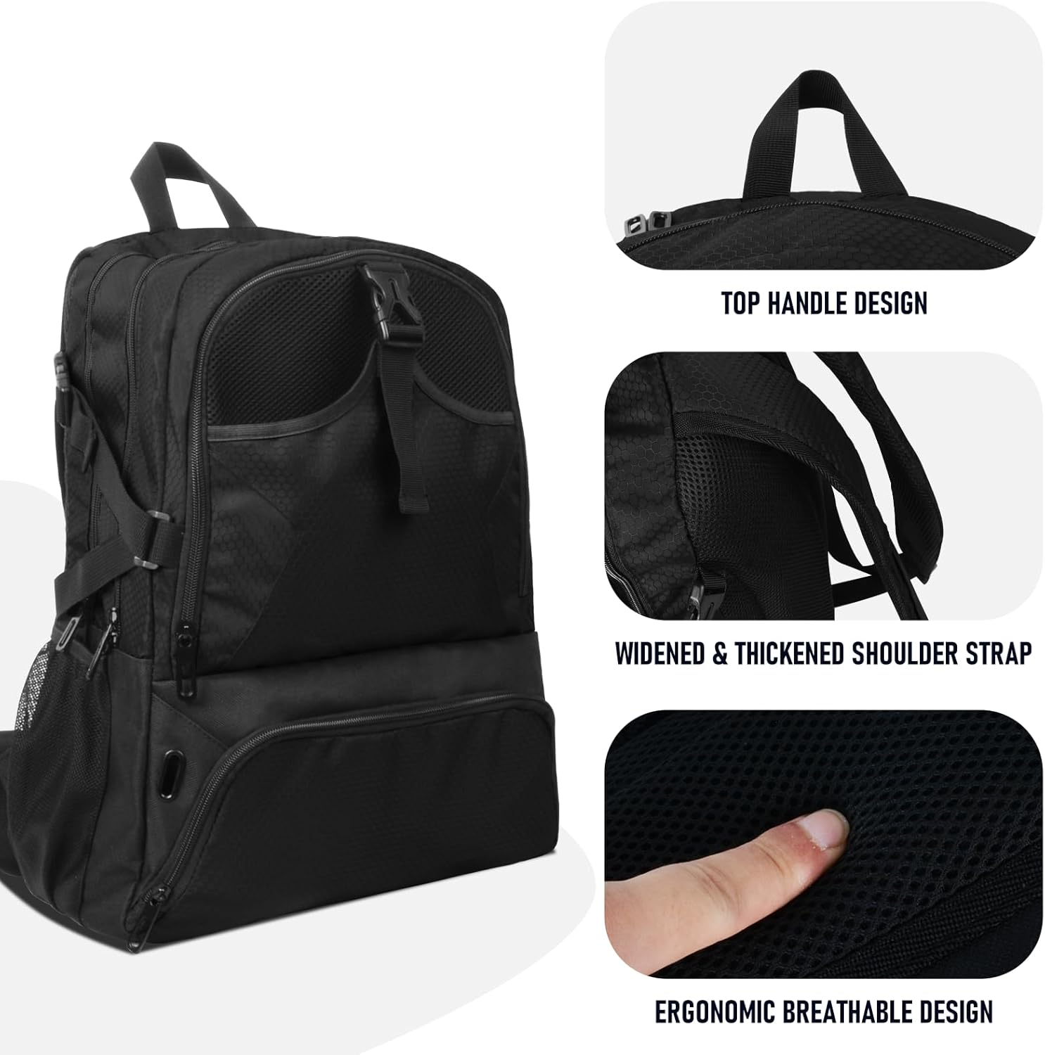 Basketball Backpack, Waterproof Basketball Bag with Large Shoe and Ball Compartment, Backpack for Women Men, Sports Equipment Bag for Soccer, Volleyball, Gym, Outdoor, Travel, 30L image number 5